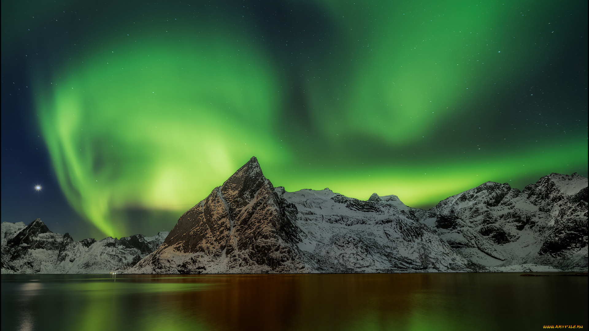 природа, северное, сияние, простор