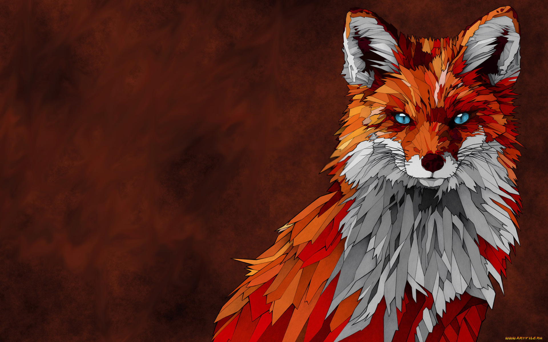 векторная, графика, животные, , animals, фон, лиса