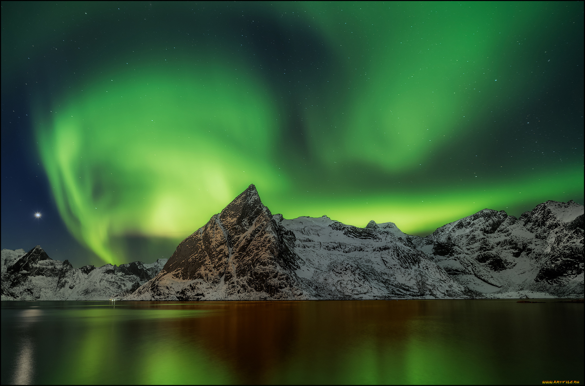 природа, северное, сияние, простор