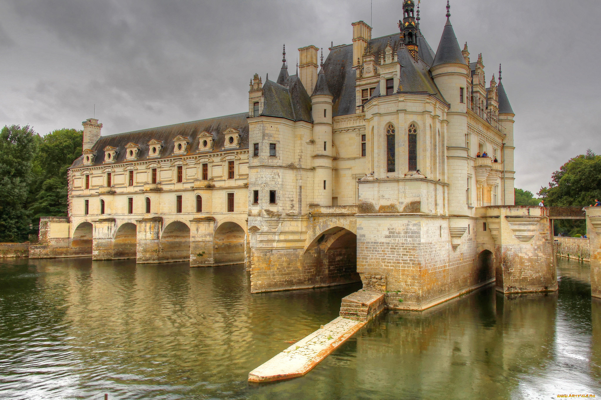 ch&, 226, teau, de, chenonceau, , france, города, замки, франции, замок, пруд