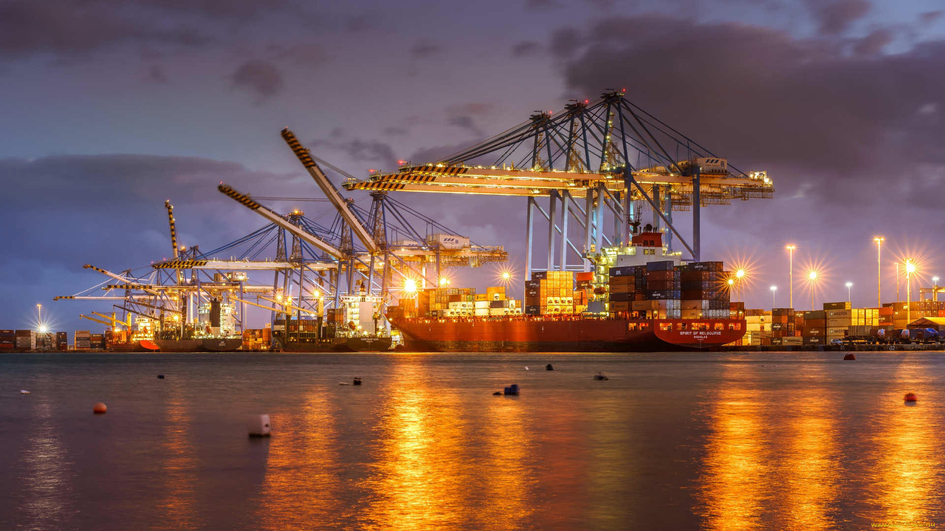 корабли, грузовые, суда, контейнерный, порт, на, мальте