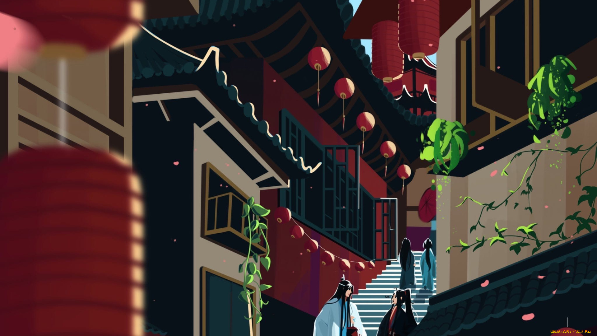 аниме, mo, dao, zu, shi, лань, ванцзы, вэй, усянь, улица, город