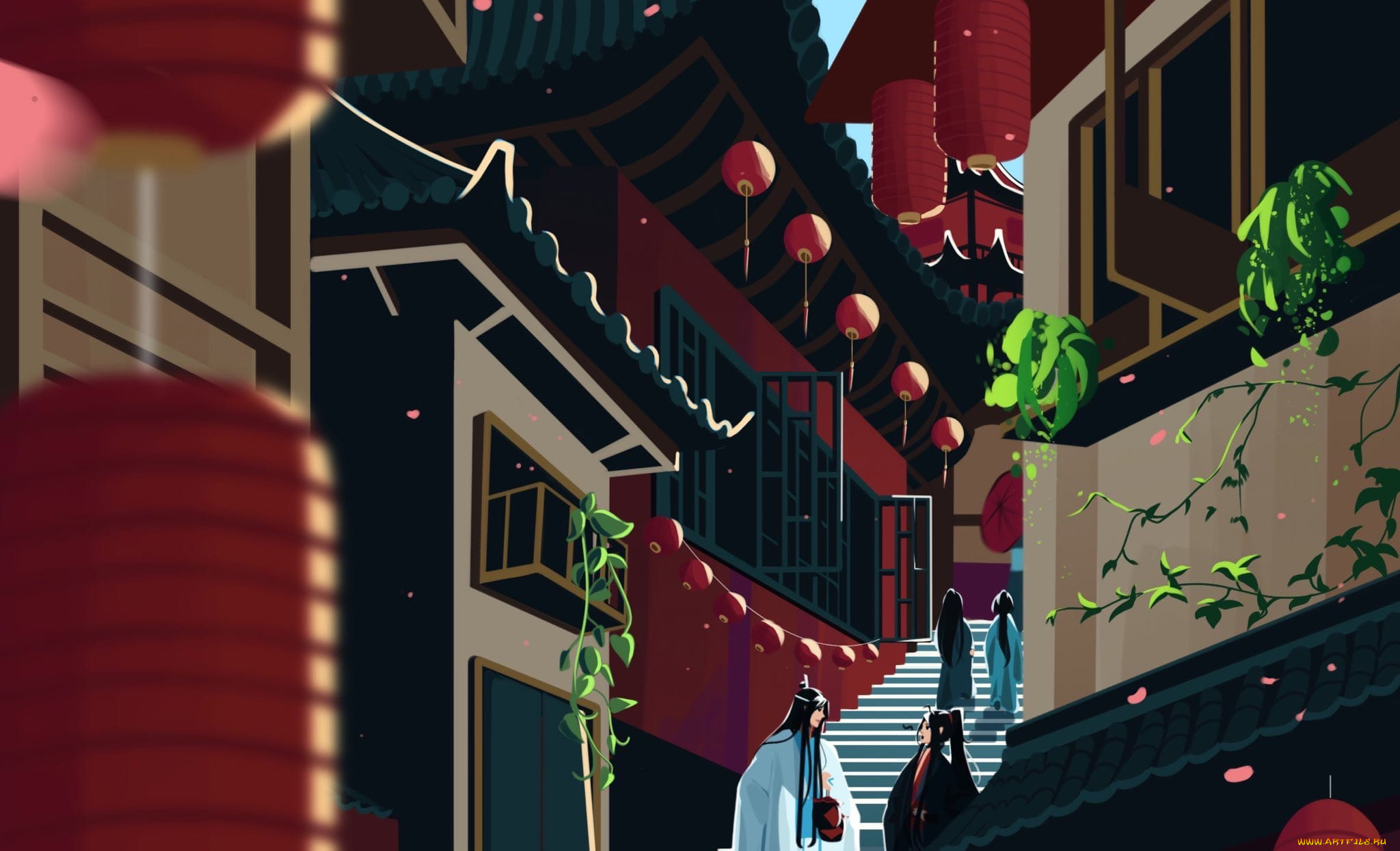 аниме, mo, dao, zu, shi, лань, ванцзы, вэй, усянь, улица, город