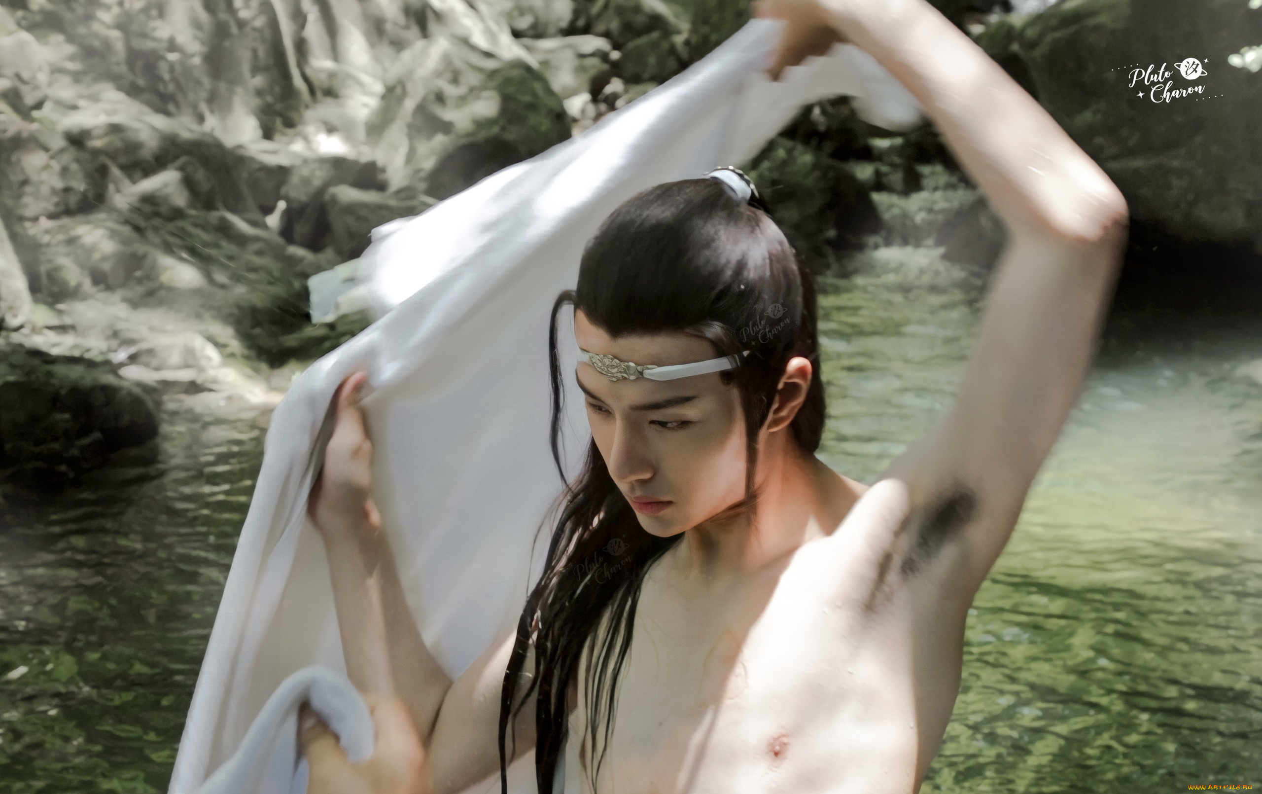 мужчины, wang, yi, bo, актер, полотенце, съемки, источник