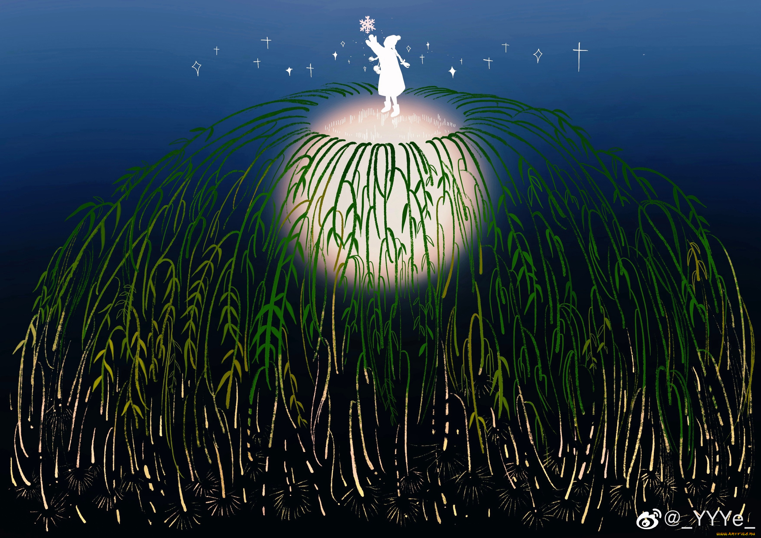 рисованное, дети, девочка, снежинка, шар, растения