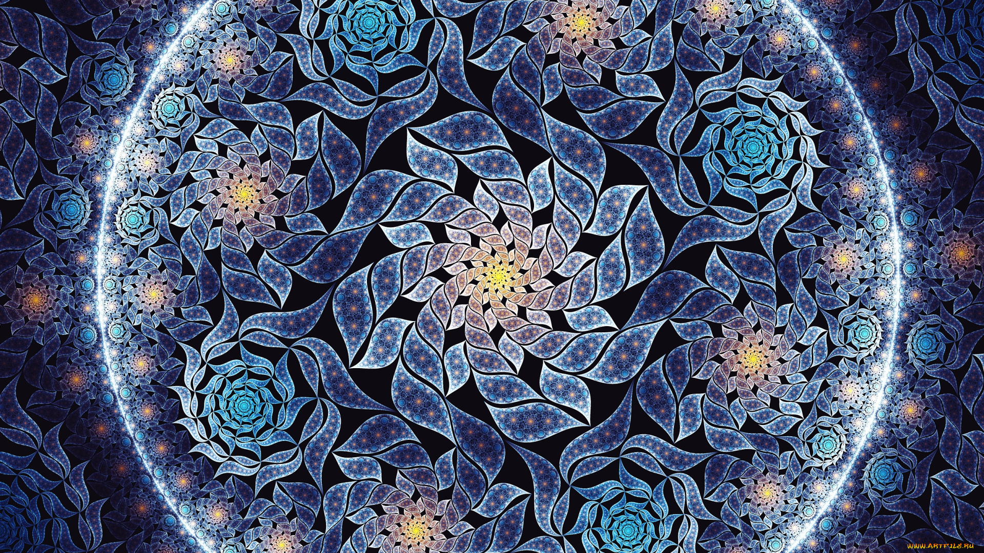 3д, графика, цветы, , flowers, круг, цветок, фрактал