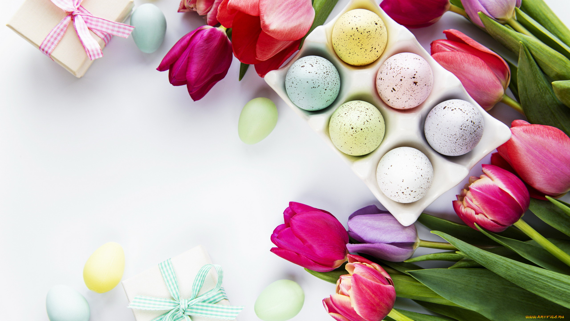 праздничные, пасха, тюльпаны, пасхальные, крашенки, подарки