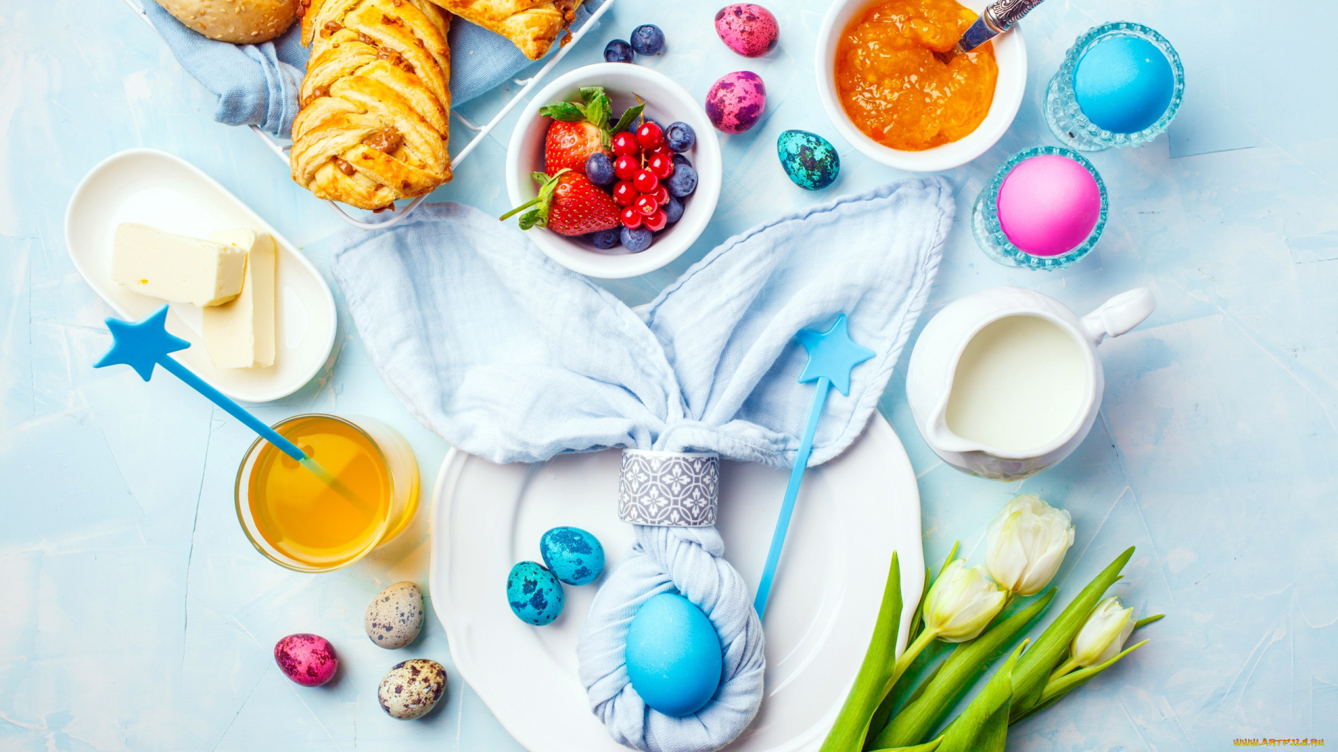 праздничные, пасха, тюльпаны, пасхальные, крашенки, сдоба, варенье