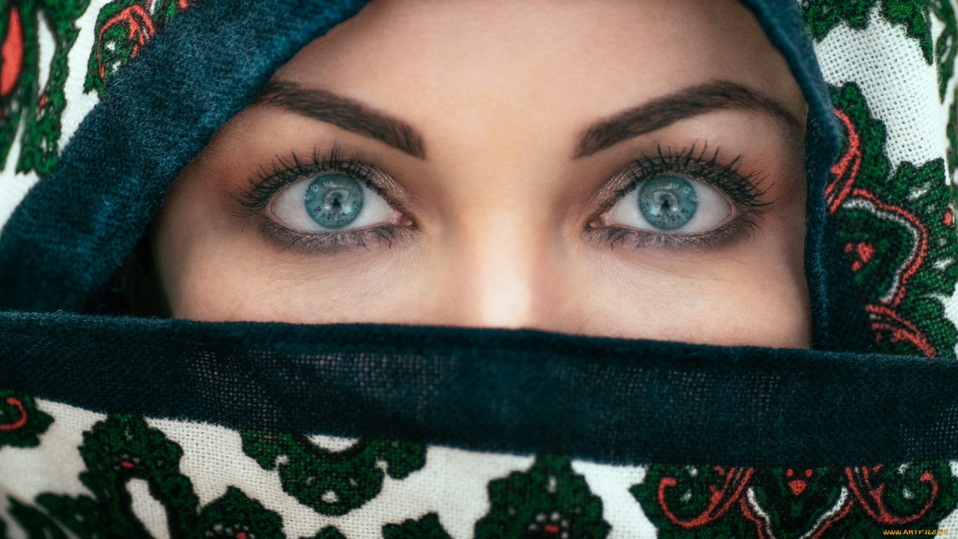 разное, глаза, серые, платок