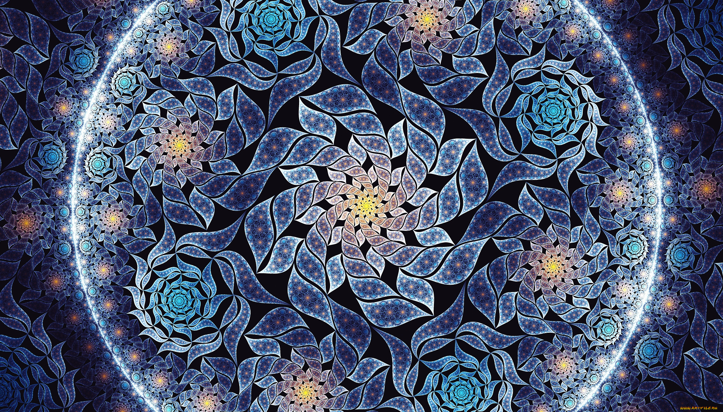 3д, графика, цветы, , flowers, круг, цветок, фрактал