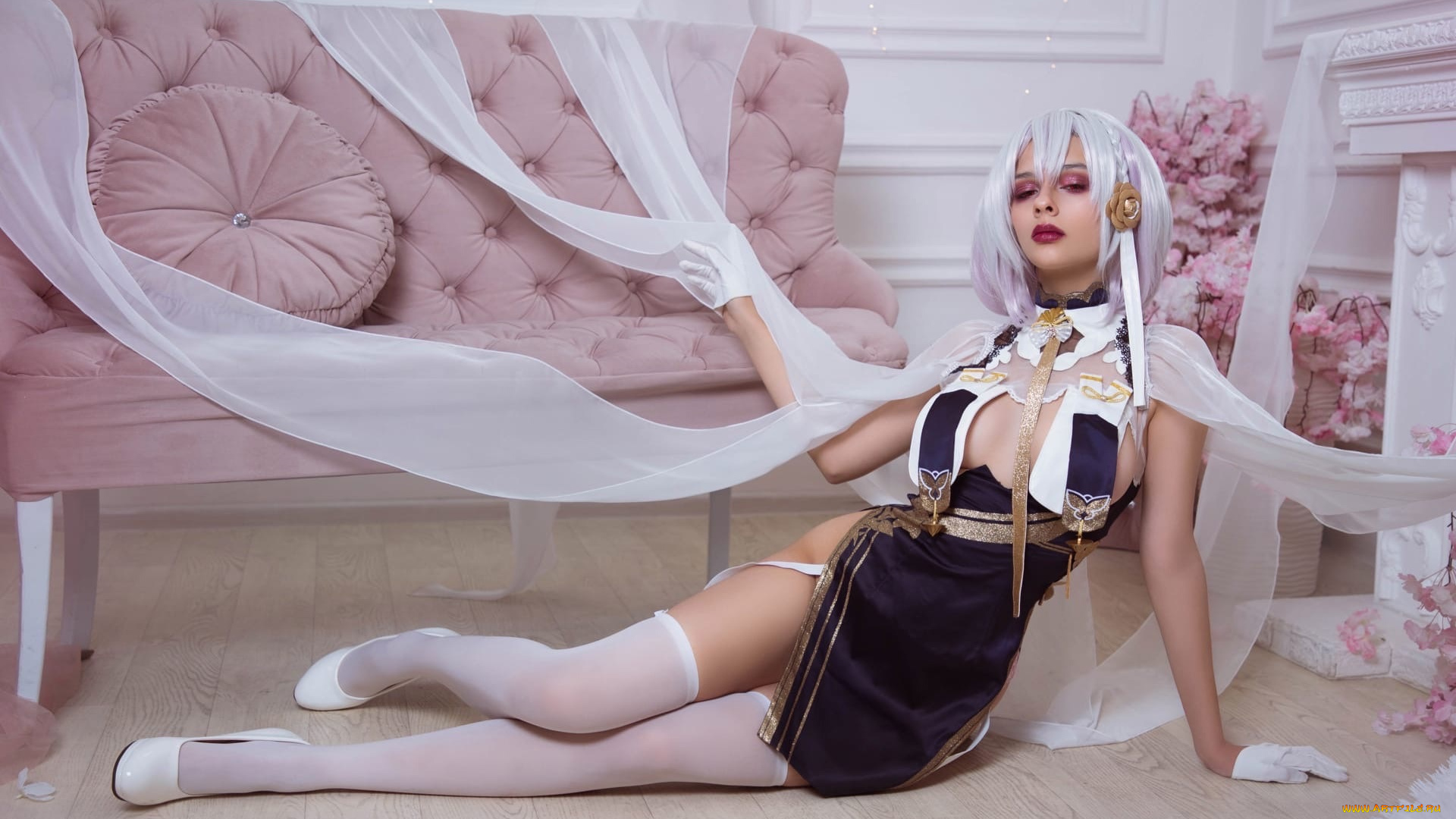 девушки, kurumirori, образ, костюм, ленты, диваны