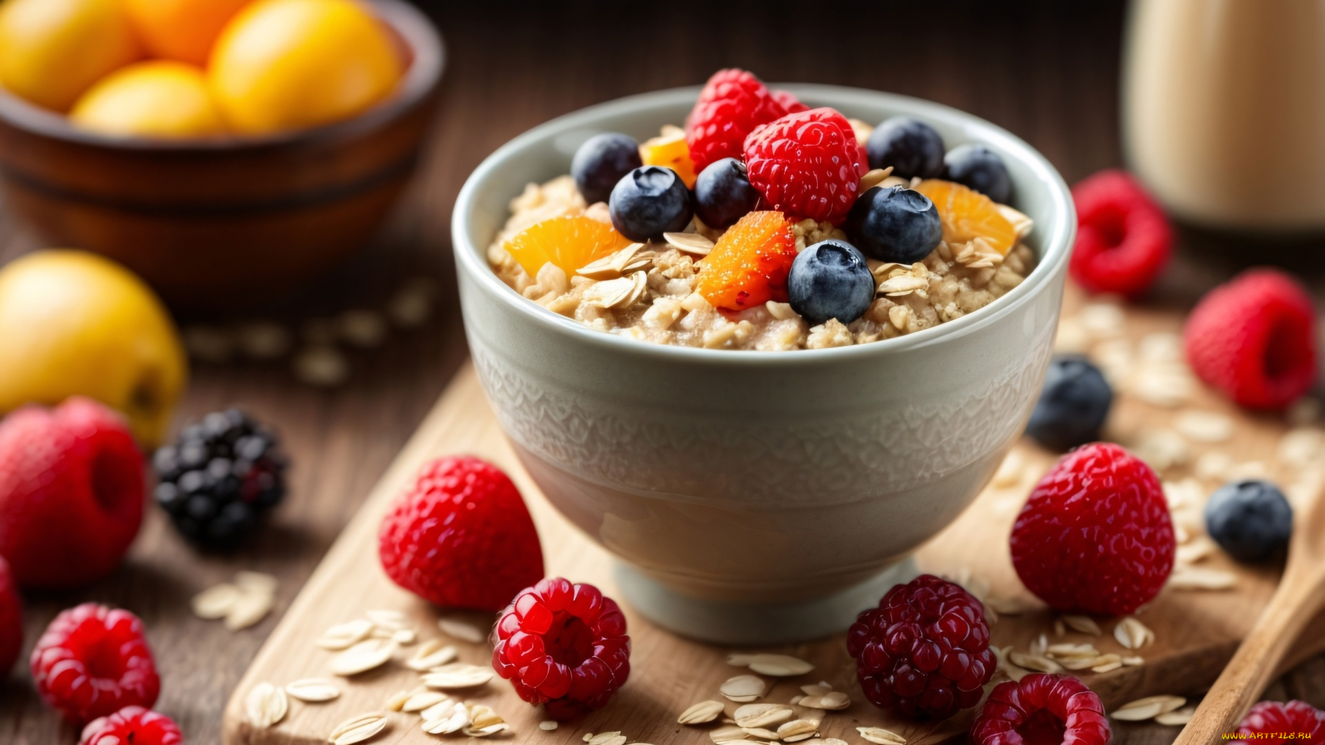 3д, графика, еда-, food, овсянка