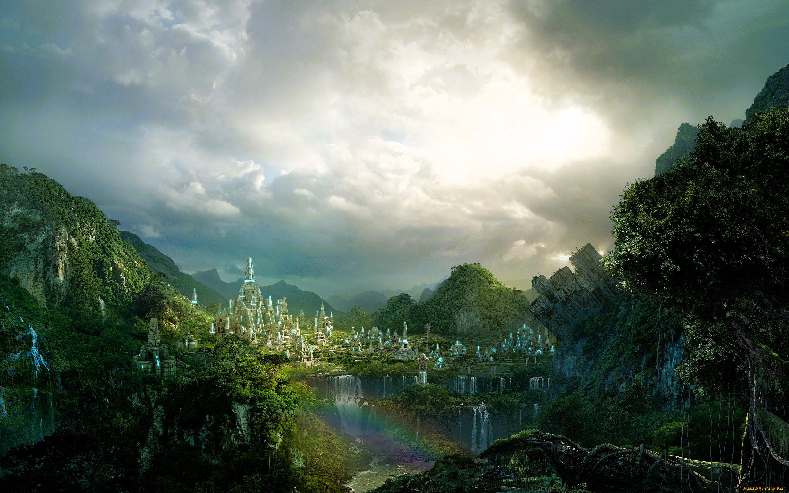 видео, игры, rise, of, nations, , rise, of, legends, горы, город, природа, озеро