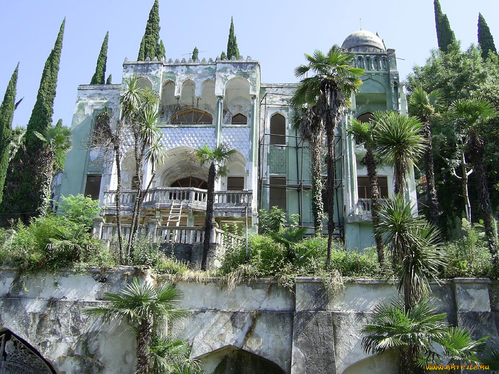 гагра, города, здания, дома