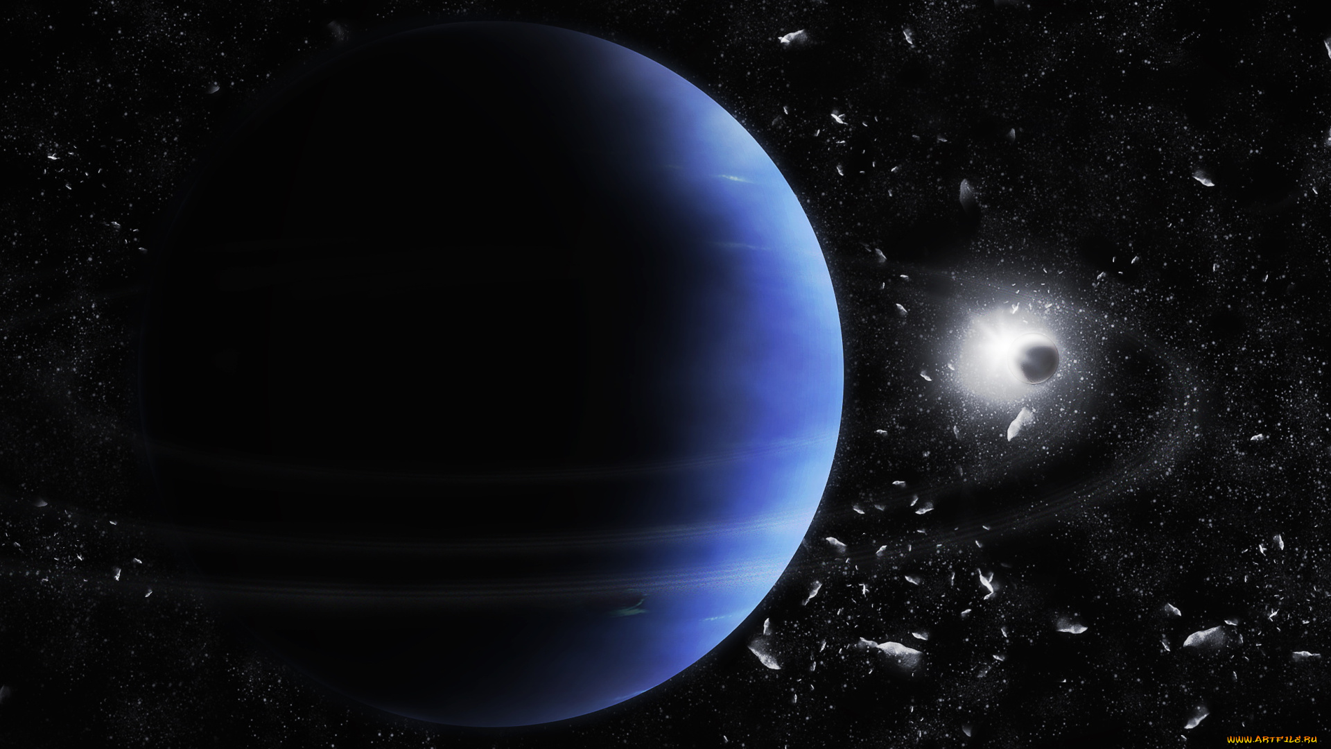 космос, арт, планеты, метеориты