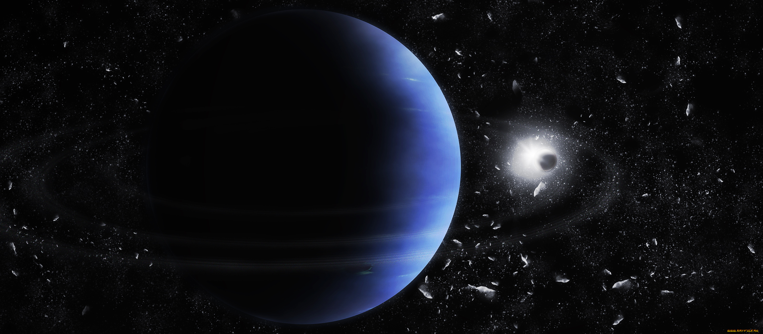 космос, арт, планеты, метеориты