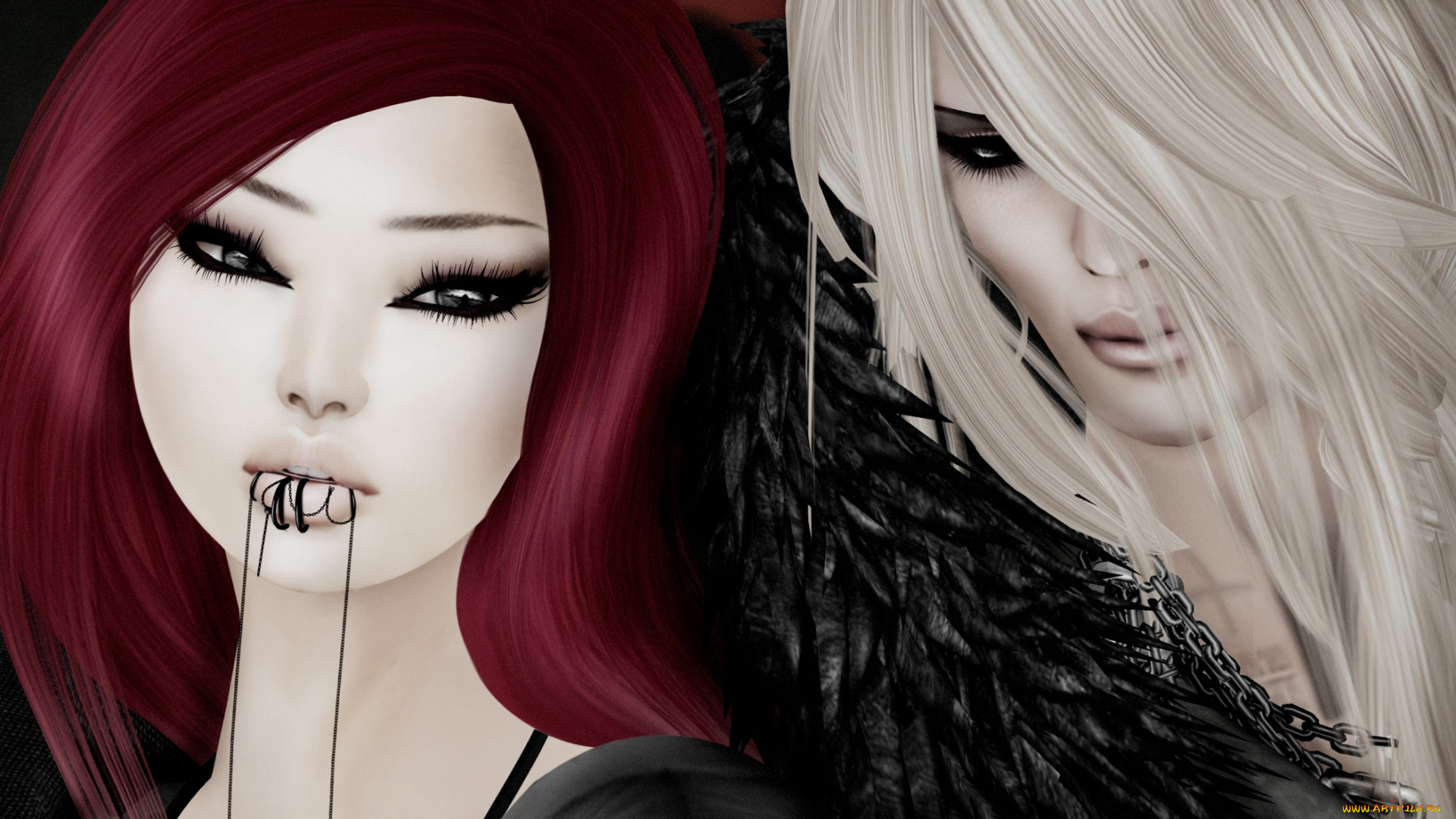 3д, графика, people, люди, мужчина, женщина, пирсинг