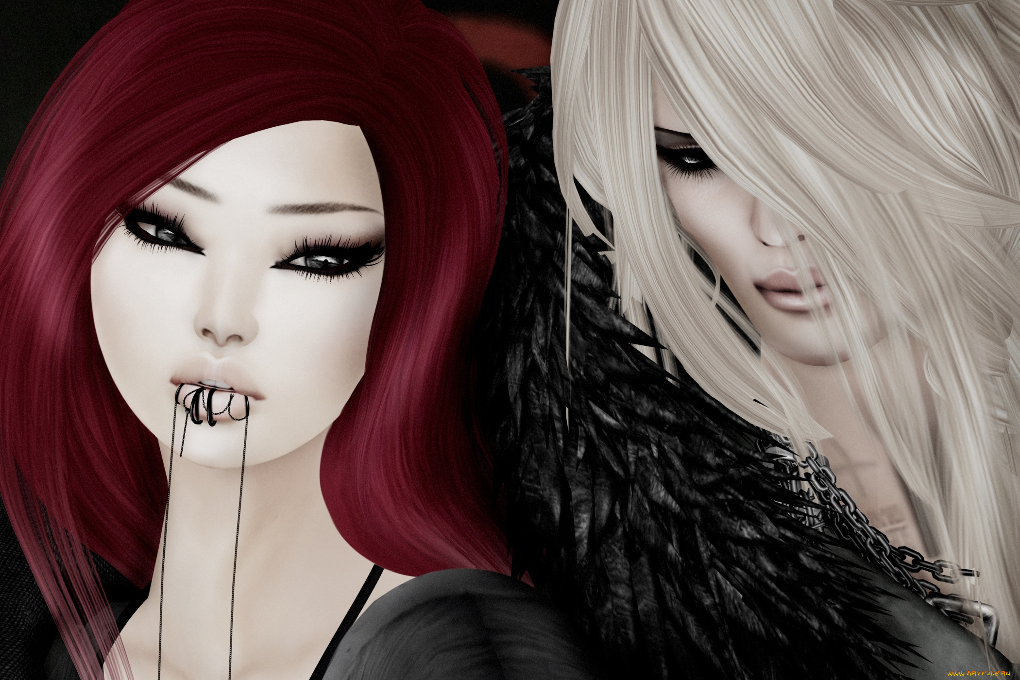 3д, графика, people, люди, мужчина, женщина, пирсинг