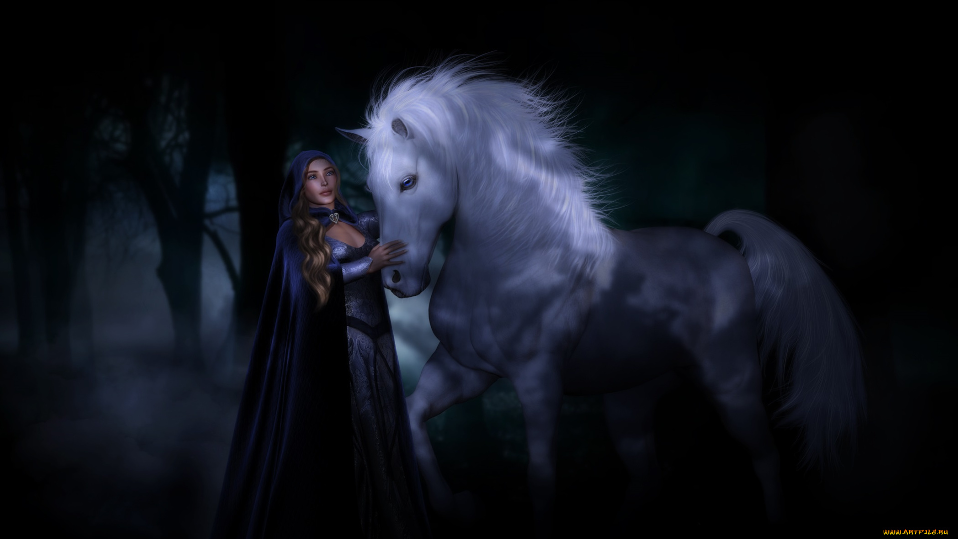 3д, графика, people, люди, девушка, лошадь