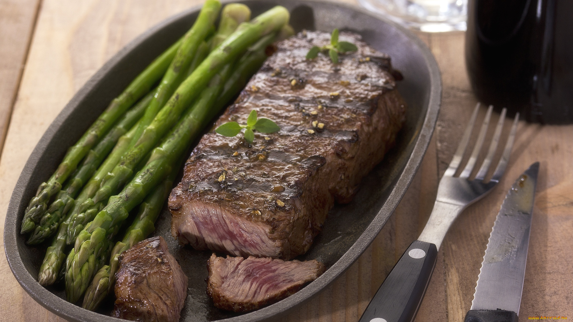 еда, мясные, блюда, мясо, спаржа