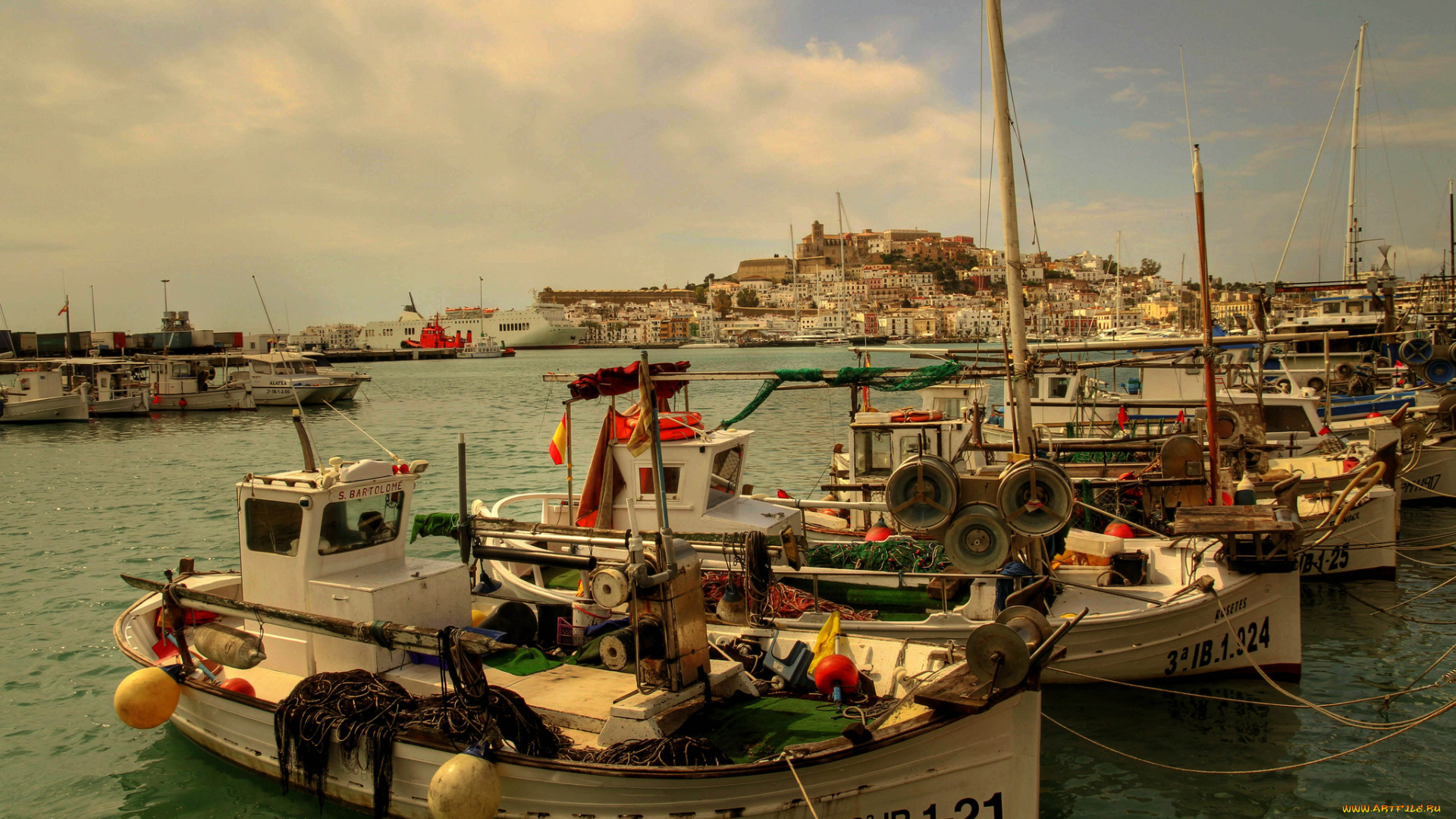 ibiza, balearic, islands, spain, корабли, баркасы, буксиры, ивиса, испания, гавань, порт