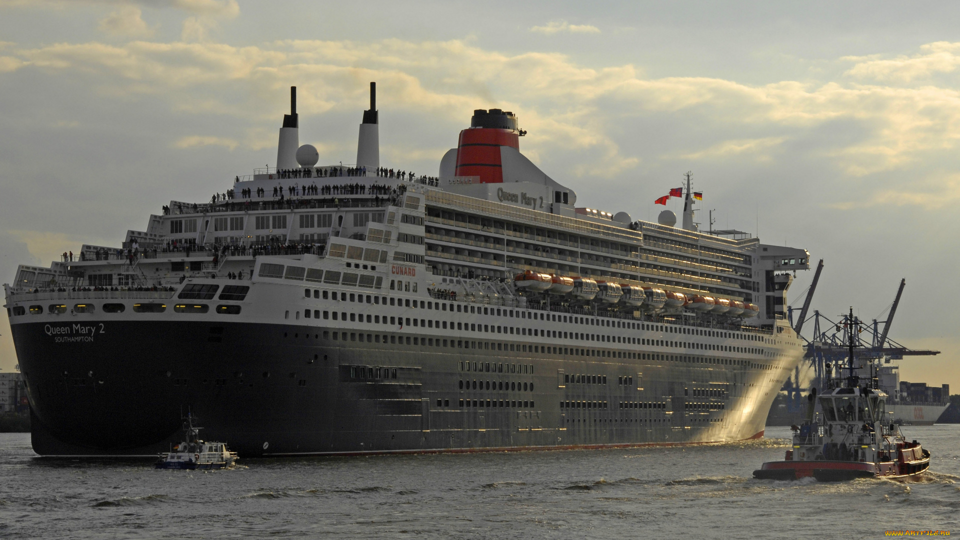 queen, mary, корабли, разные, вместе, 2, лайнер, буксир