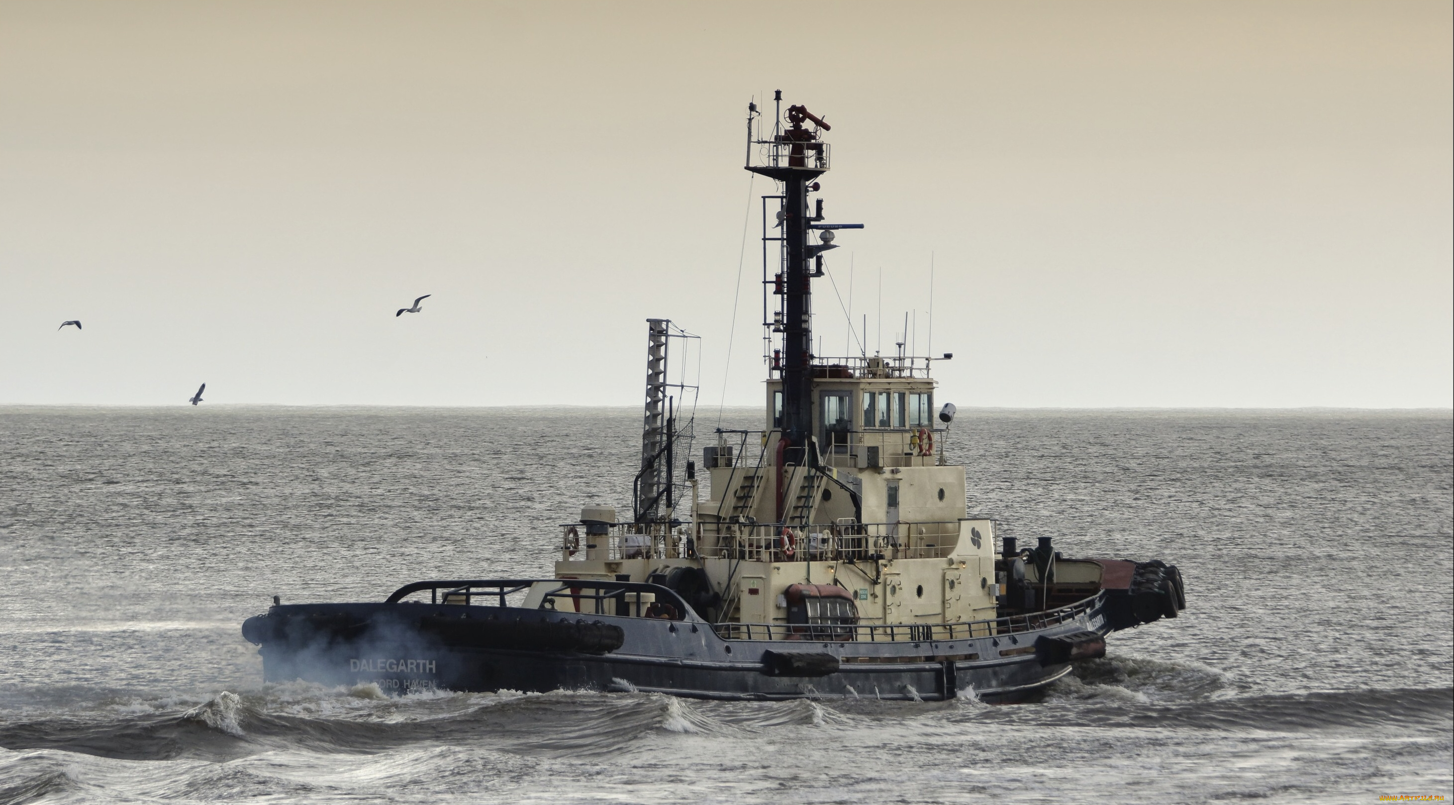 корабли, баркасы, буксиры, буксир, море