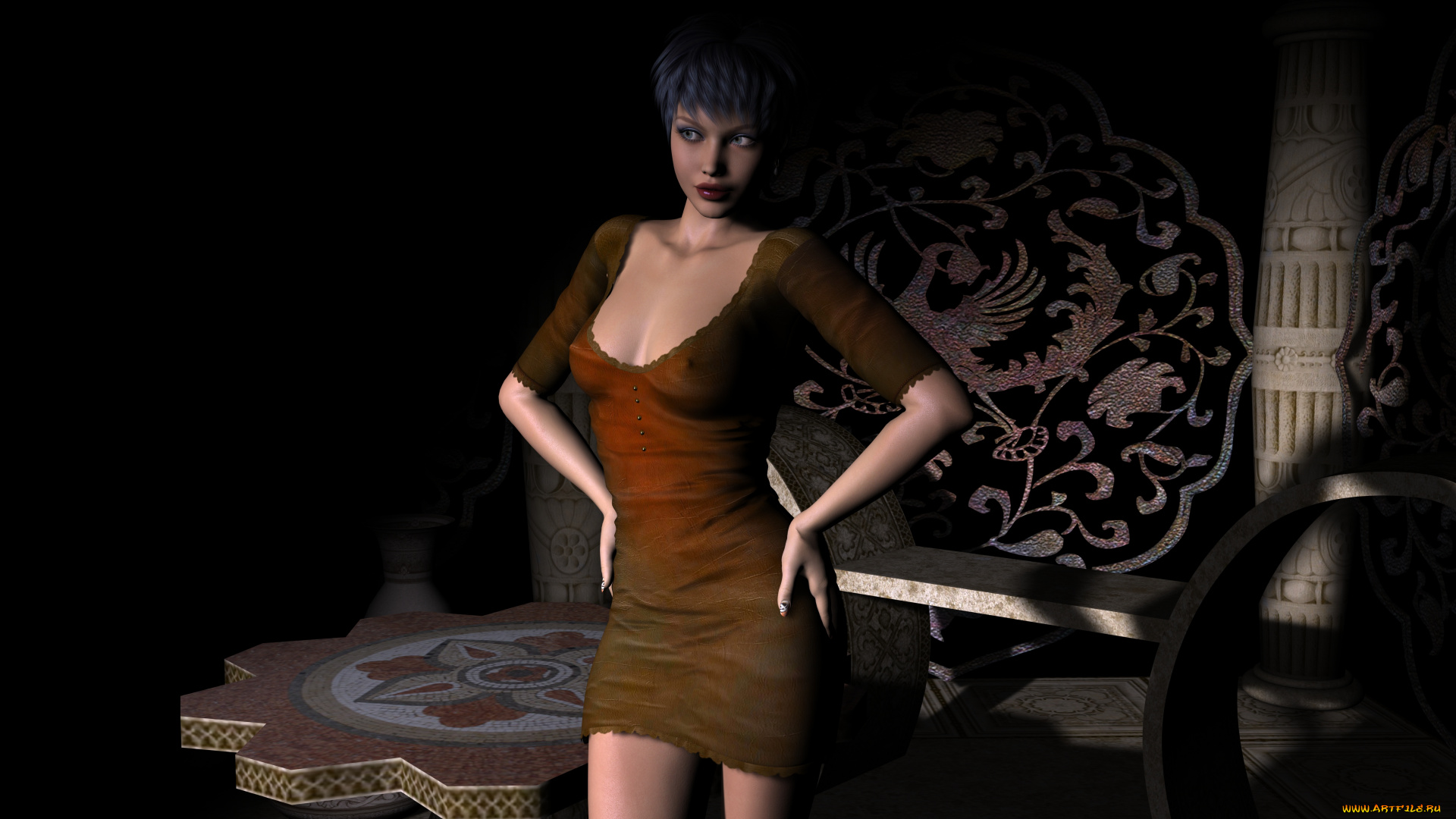 3д, графика, люди, , people, девушка, взгляд, фон