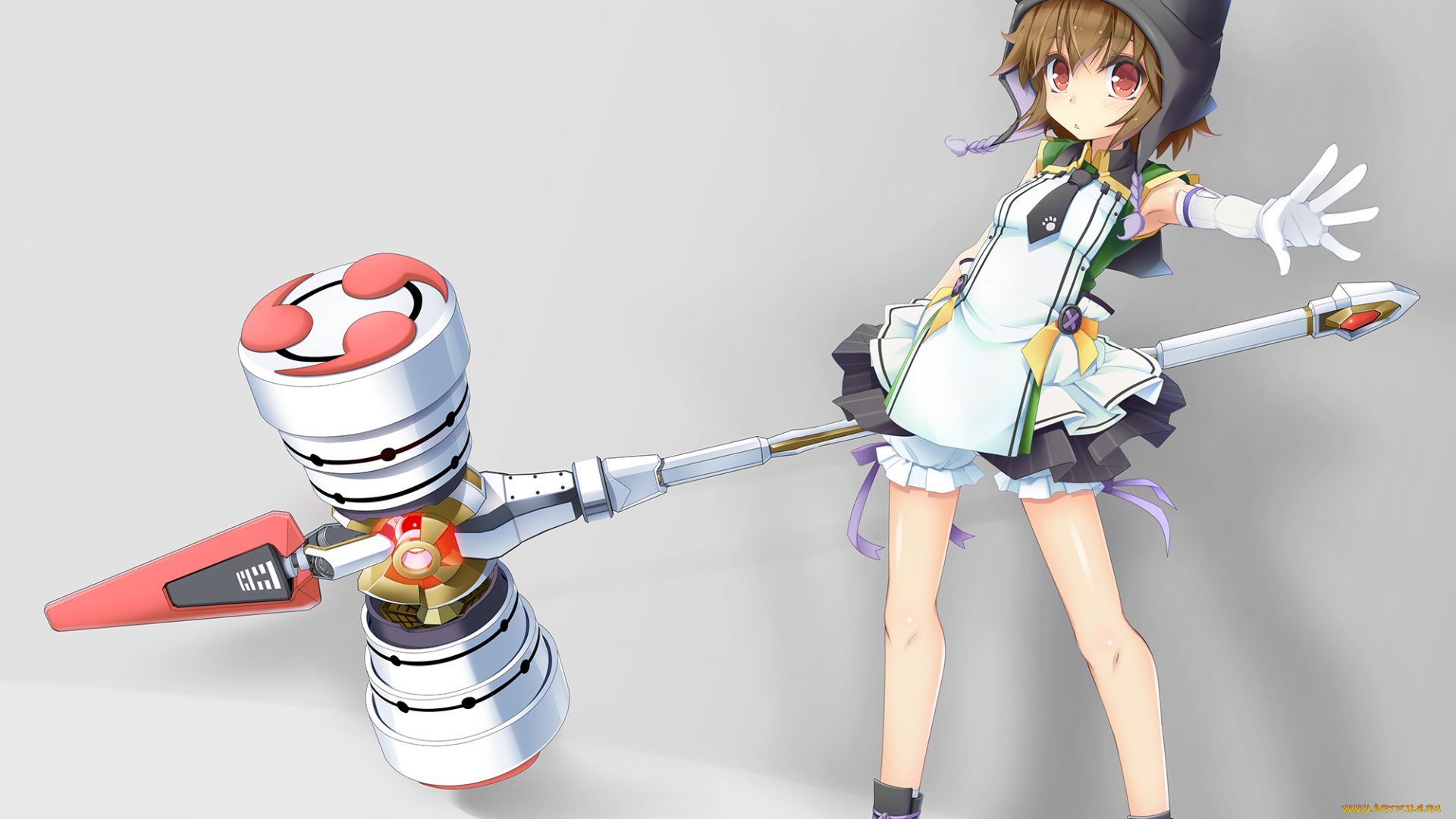 аниме, -weapon, , blood, &, technology, девушка, капюшон, оружие