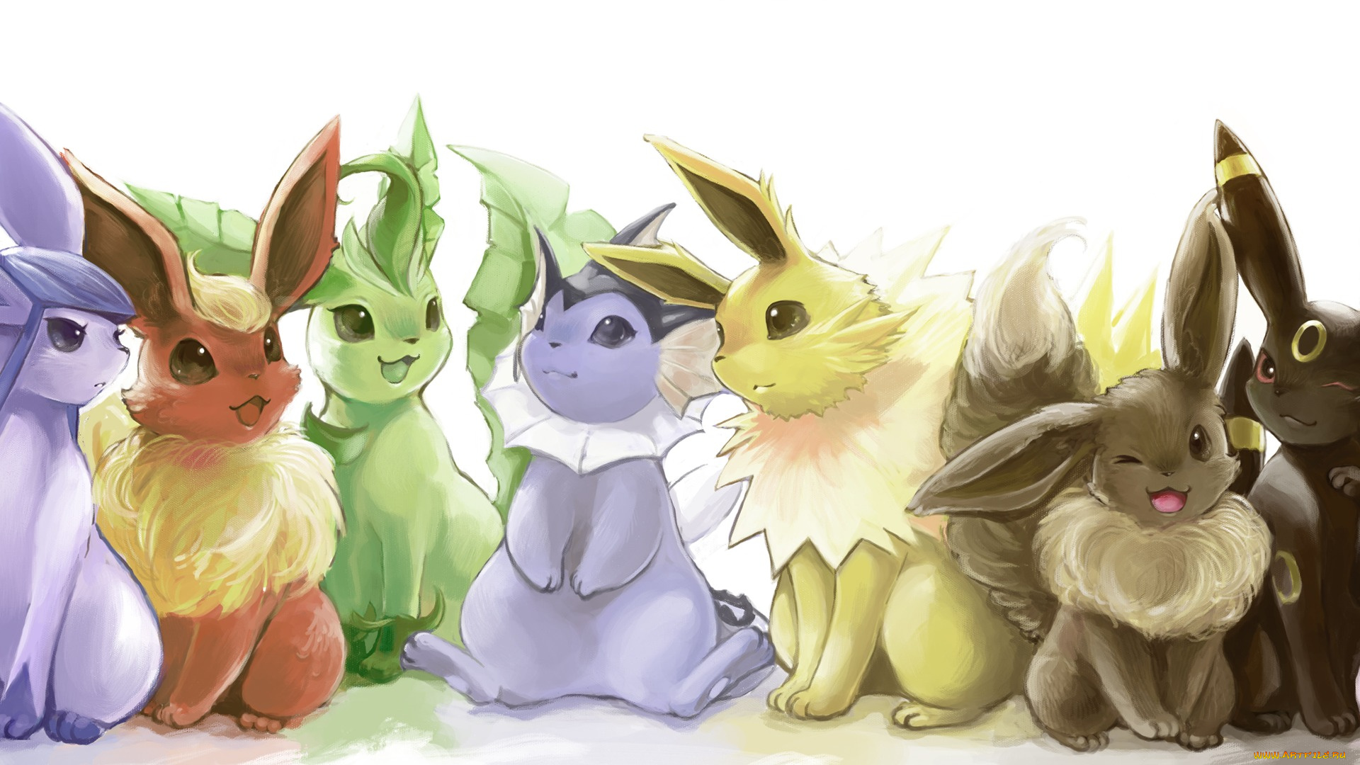 аниме, pokemon, glaceon, umbreon, покемон, flareon, vareon, jolteon, leafeon, espeon