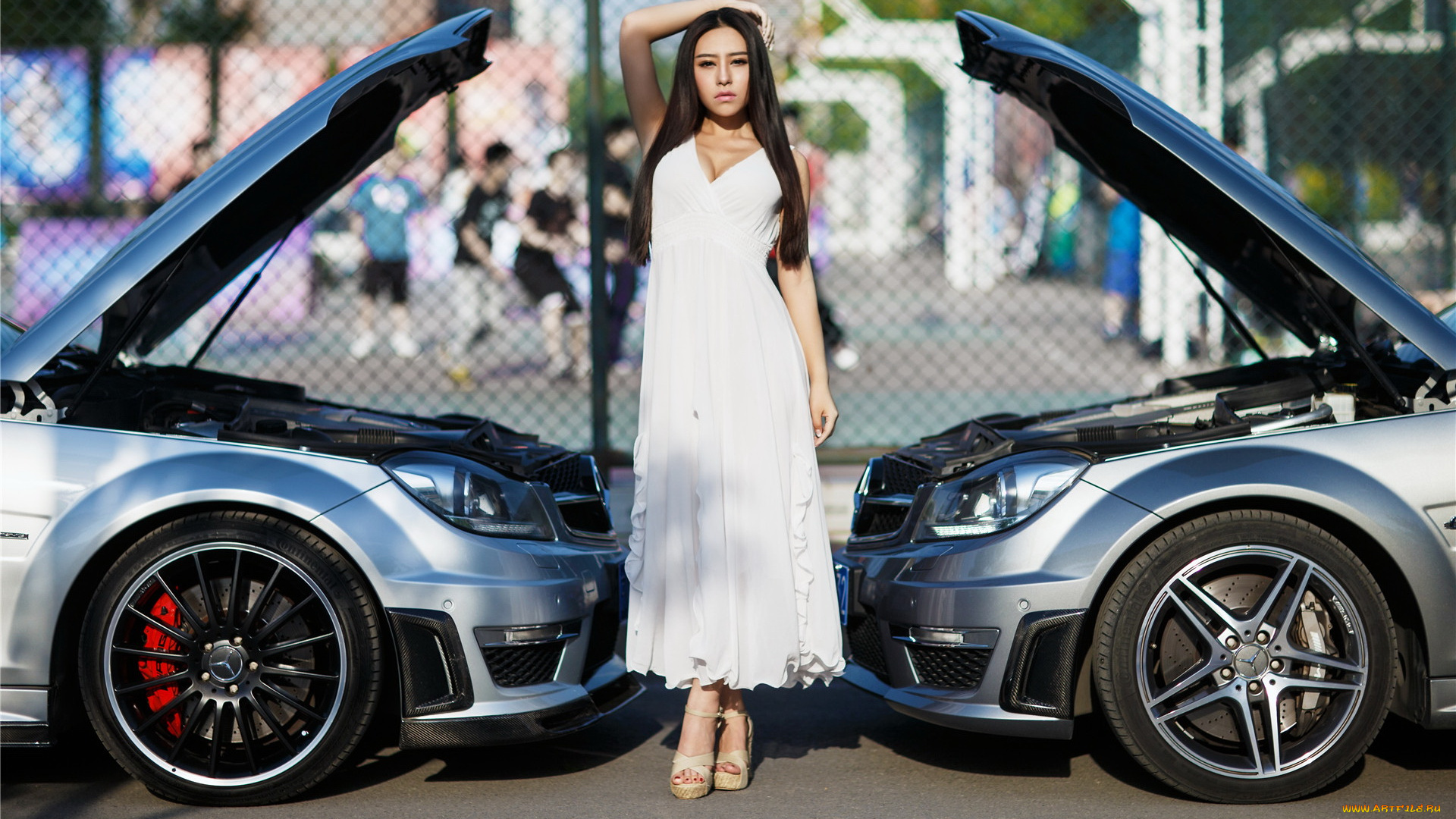 автомобили, авто, с, девушками, азиаткеа, автомобиль, девушка