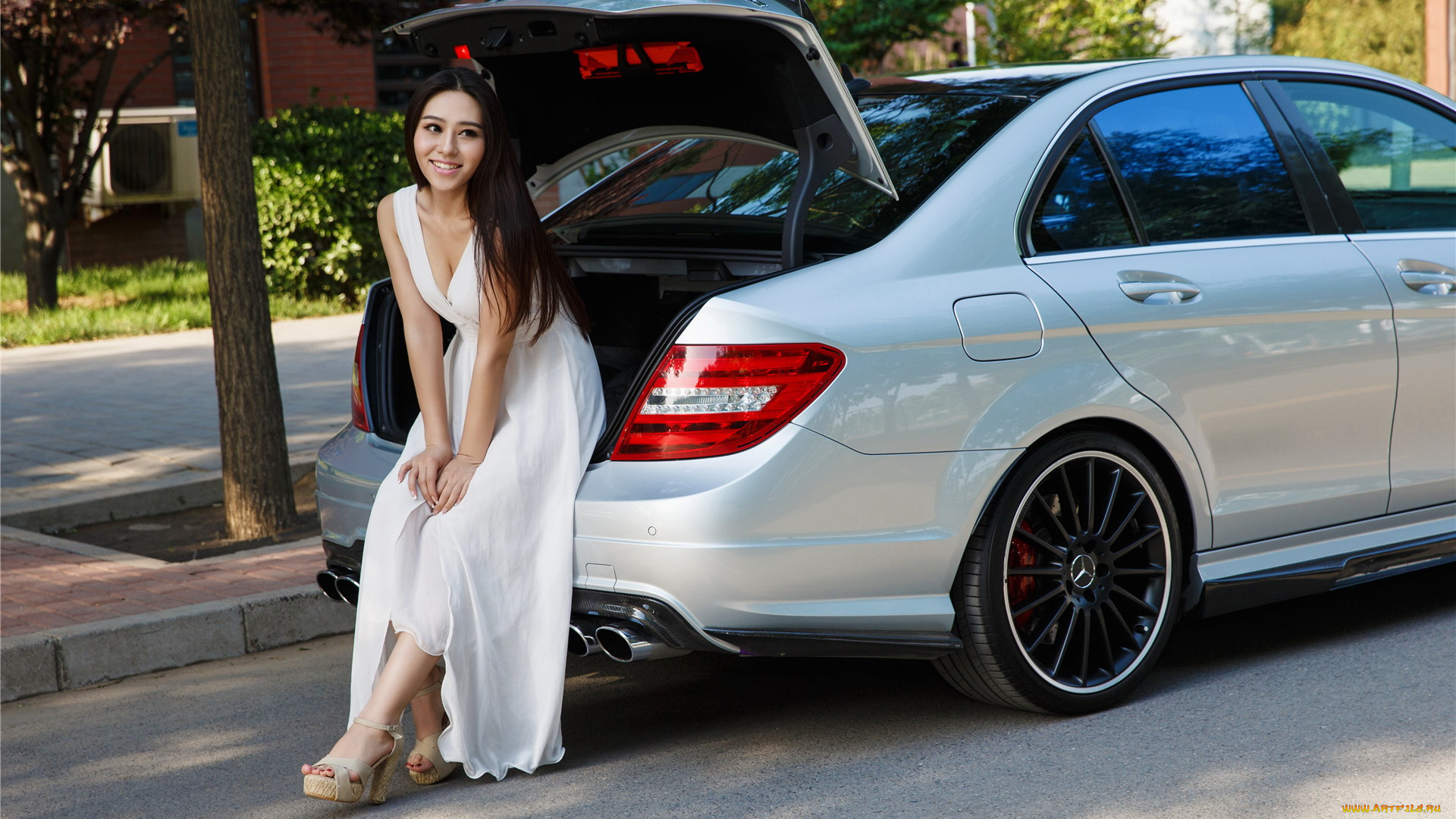 автомобили, авто, с, девушками, азиаткеа, девушка, автомобиль