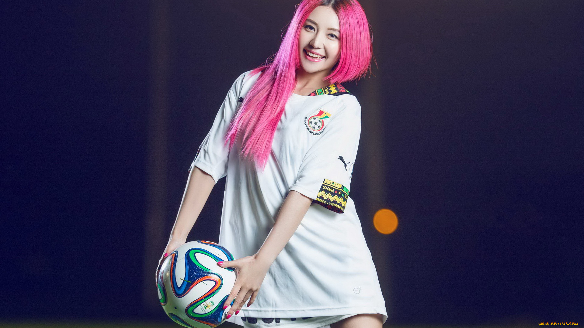 девушки, -unsort, , азиатки, мяч, фон, улыбка