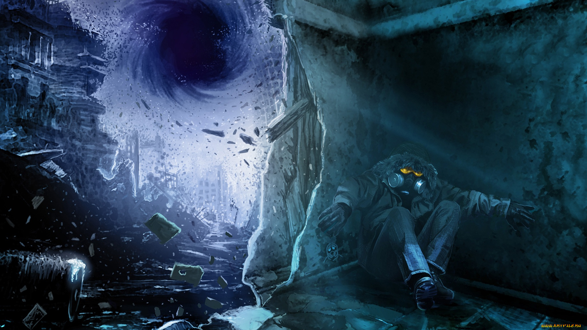 фэнтези, люди, черная, дыра, человек, романтика, апокалипсиса, арт