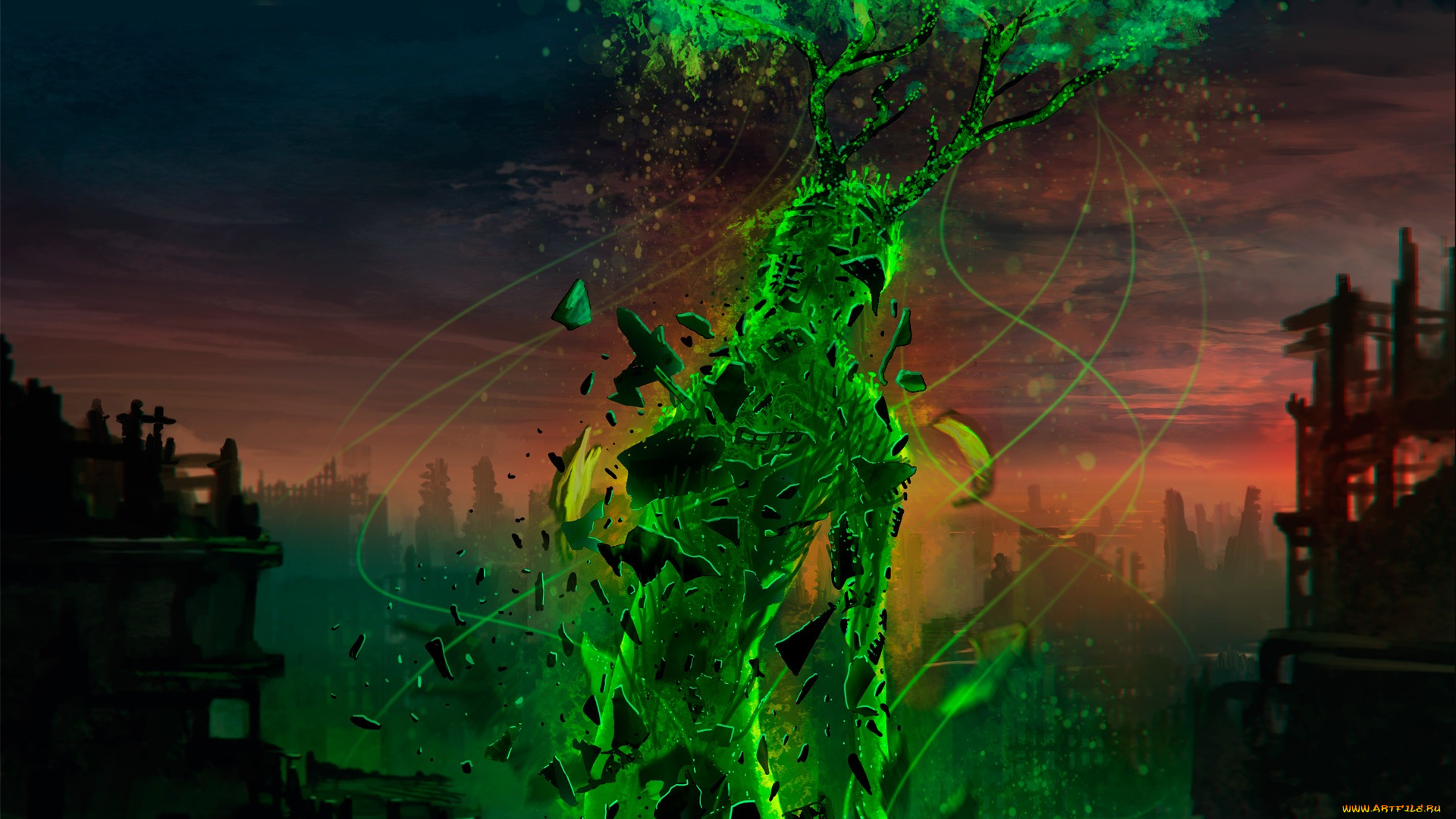 фэнтези, нежить, зелёное, арт, существо