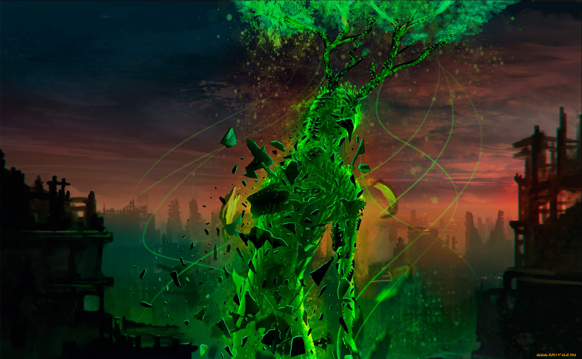 фэнтези, нежить, зелёное, арт, существо