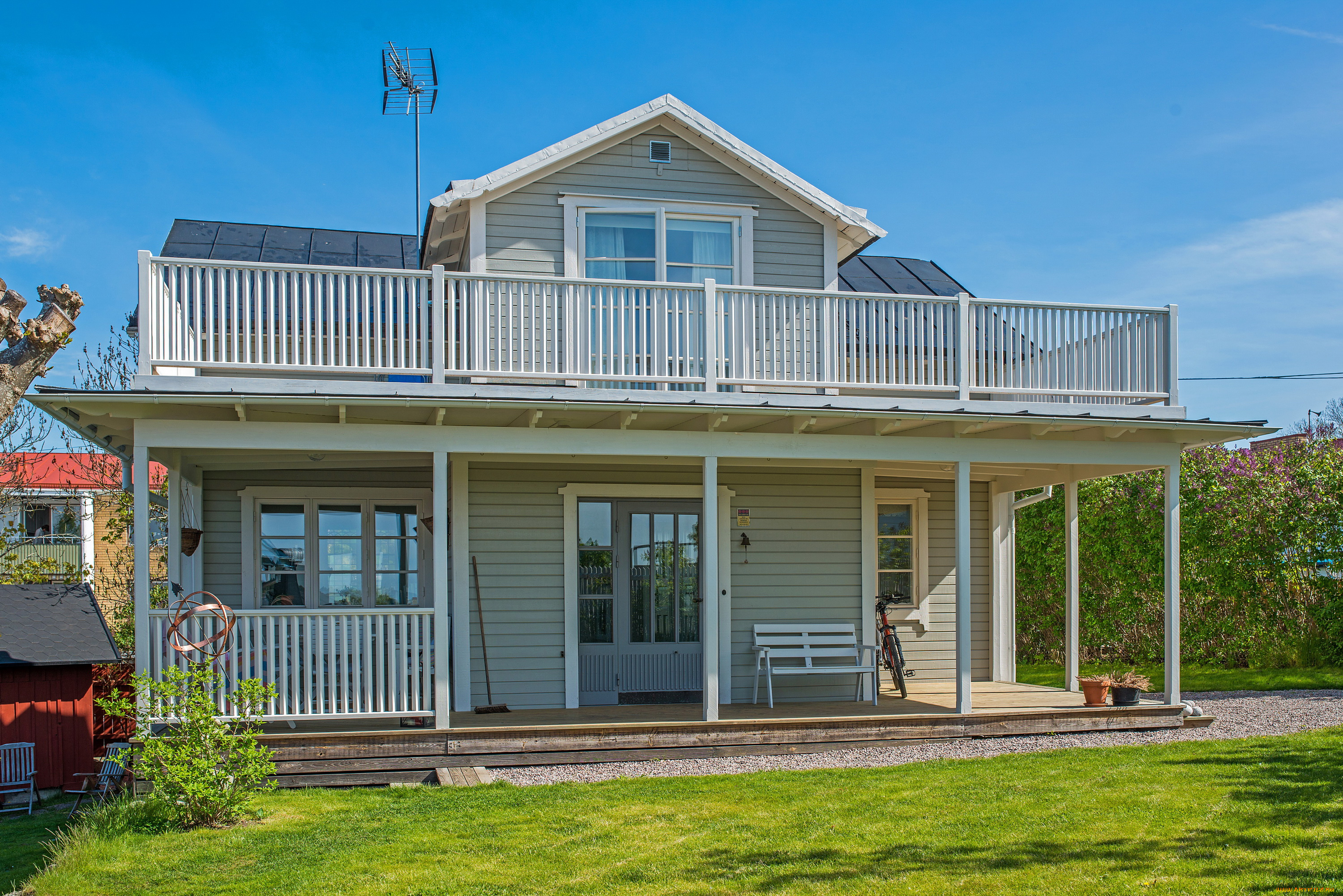 ваксхольм, швеция, города, -, здания, , дома, дом, ваксхольм, деревья, швеция