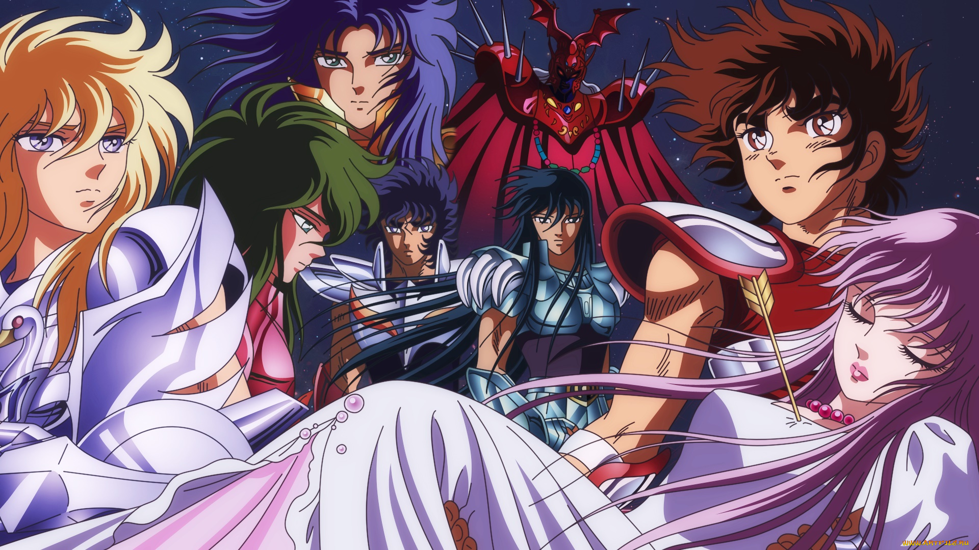 аниме, saint, seiya, фон, девушки, взгляд