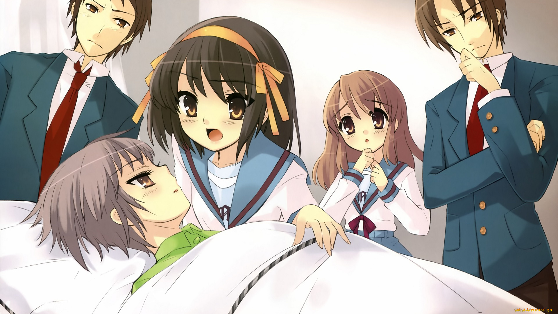 аниме, the, melancholy, of, haruhi, suzumiya, школьники