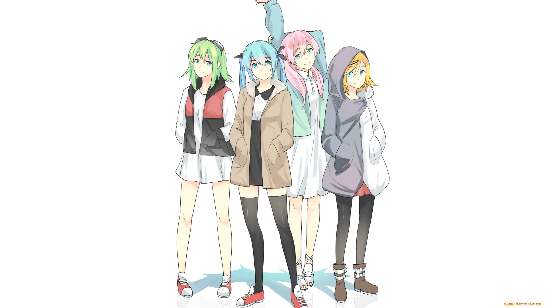 аниме, vocaloid, фон, взгляд, девушки