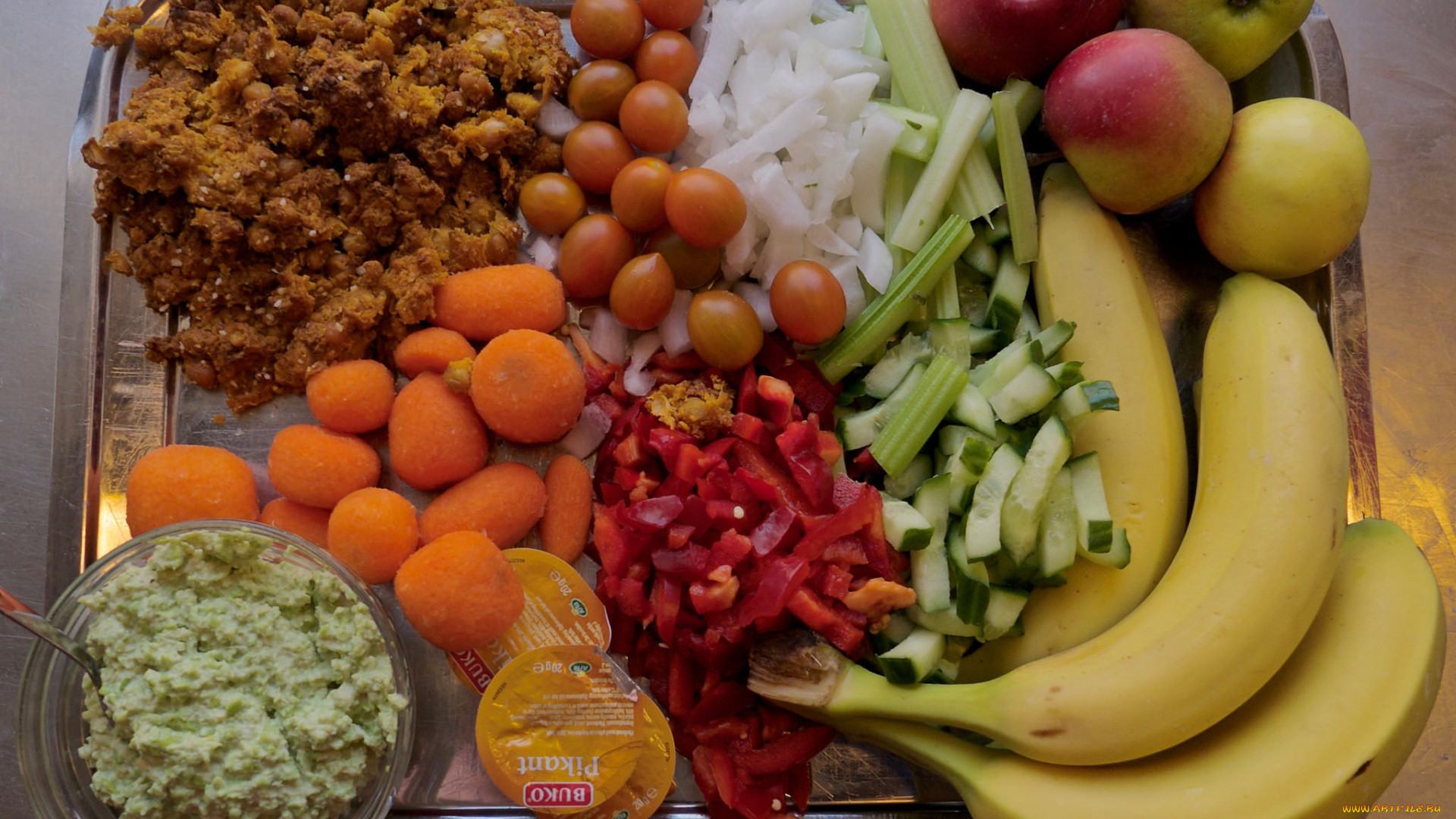 еда, фрукты, и, овощи, вместе, ассорти