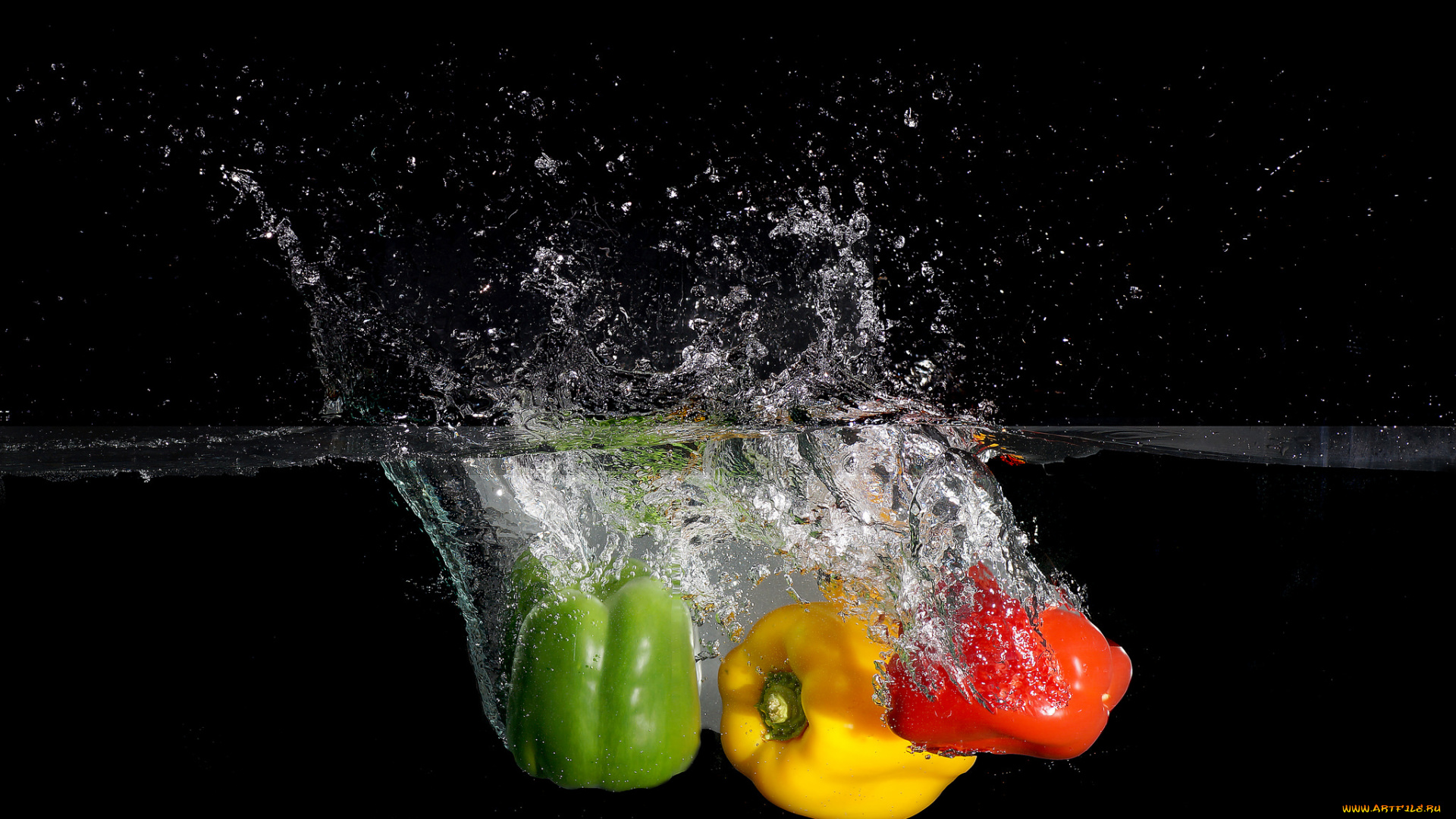 еда, перец, вода, брызги