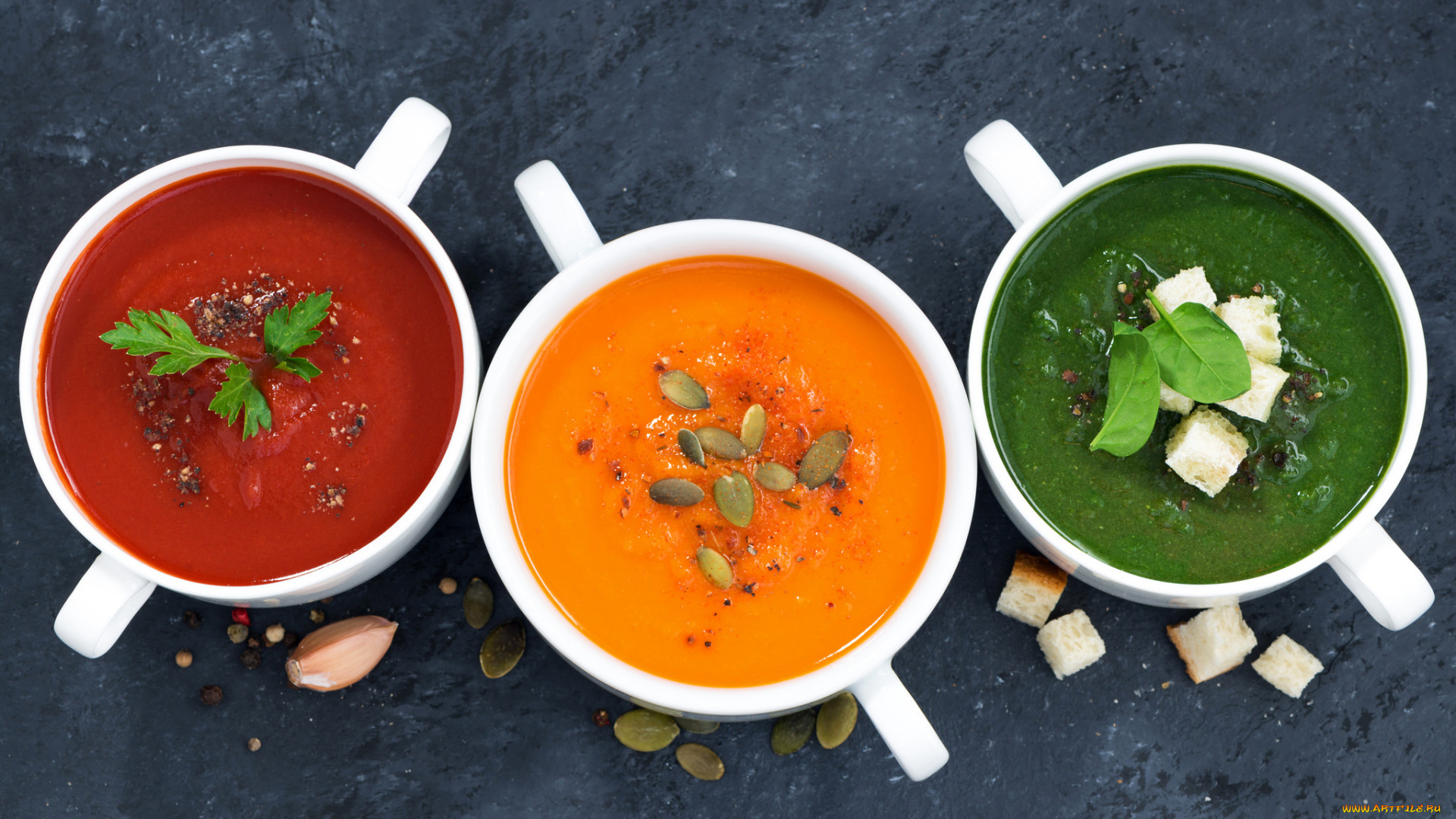 еда, первые, блюда, тыква, томат, семечки, шпинат, суп