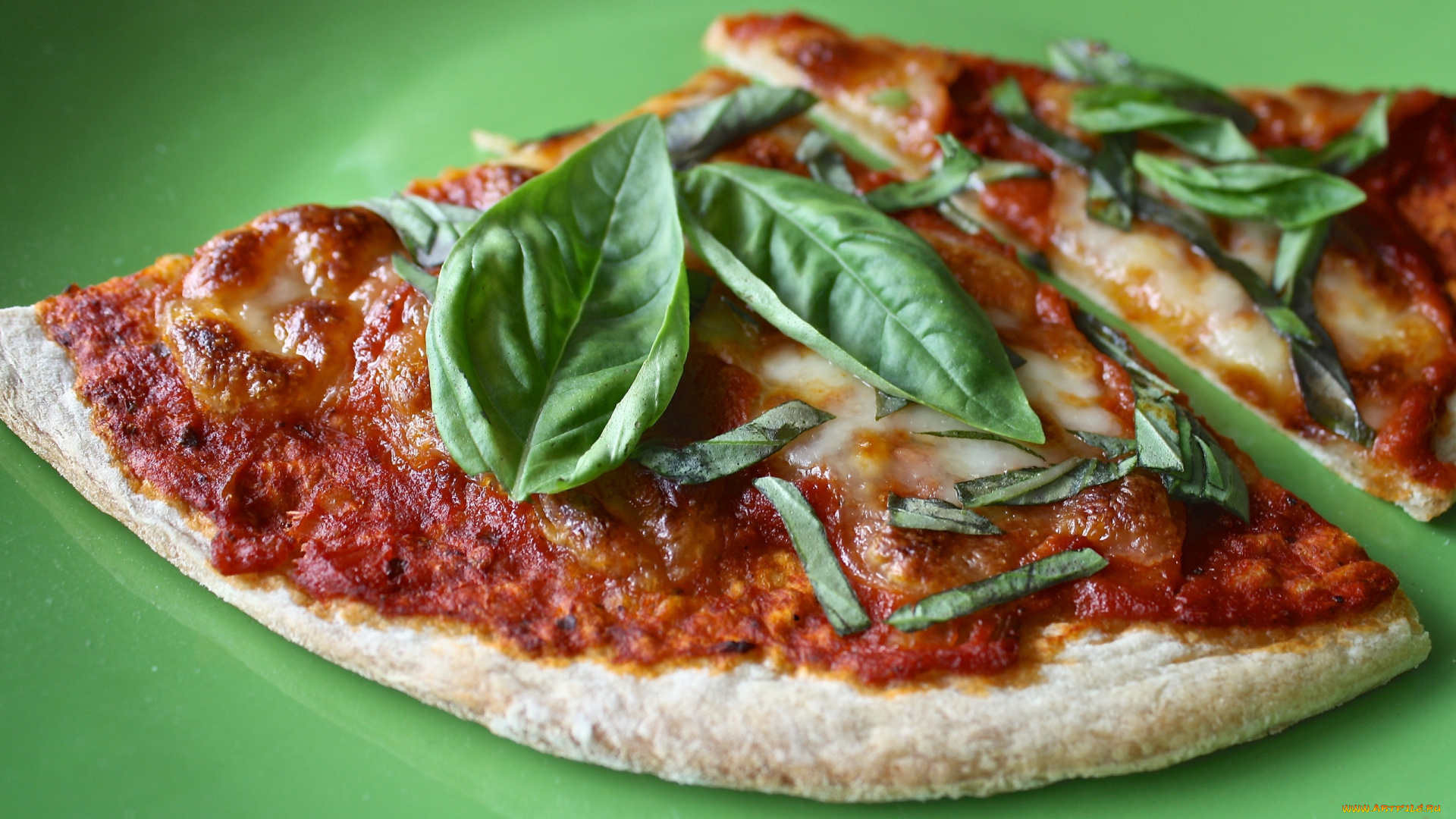 еда, пицца, базилик