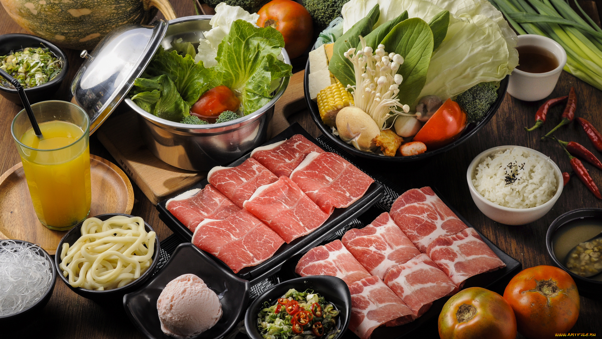 еда, разное, сок, мороженое, рис, грибы, помидор, овощи, мясо