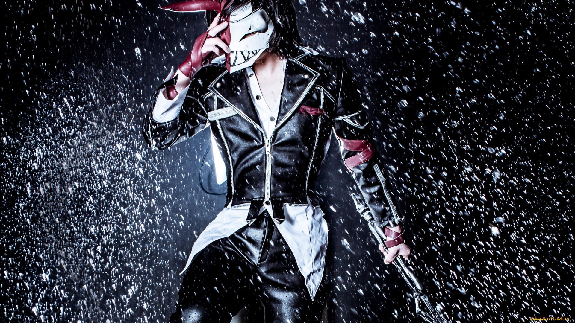 hero, warz, разное, cosplay, , косплей, hero, warz, парень, дождь, оружие, игра, маска