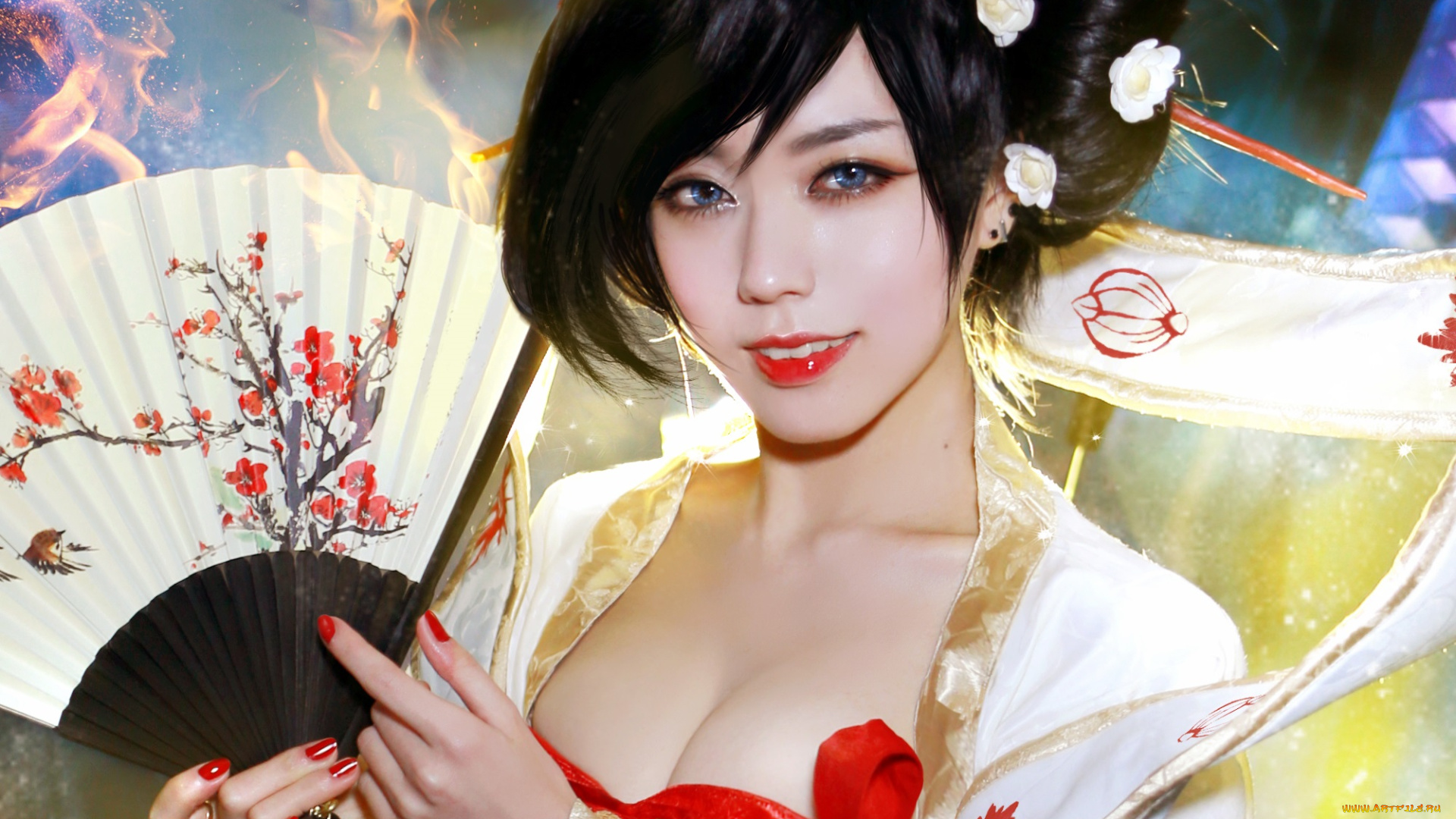 hero, warz, разное, cosplay, , косплей, hero, warz, девушка, веер