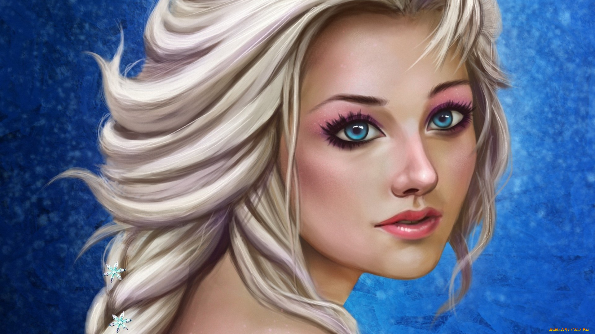 рисованное, кино, фон, взгляд, девушка