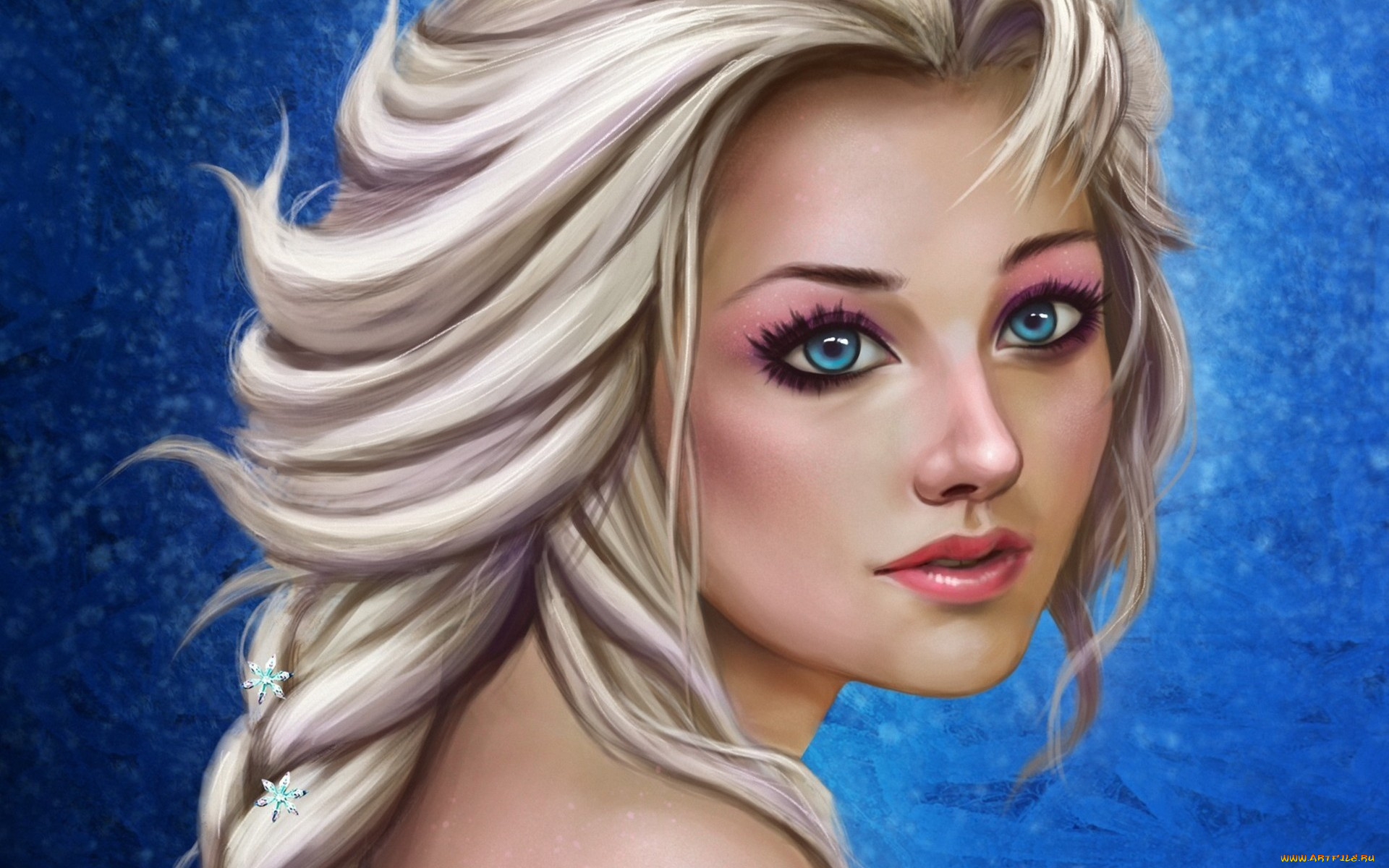 рисованное, кино, фон, взгляд, девушка