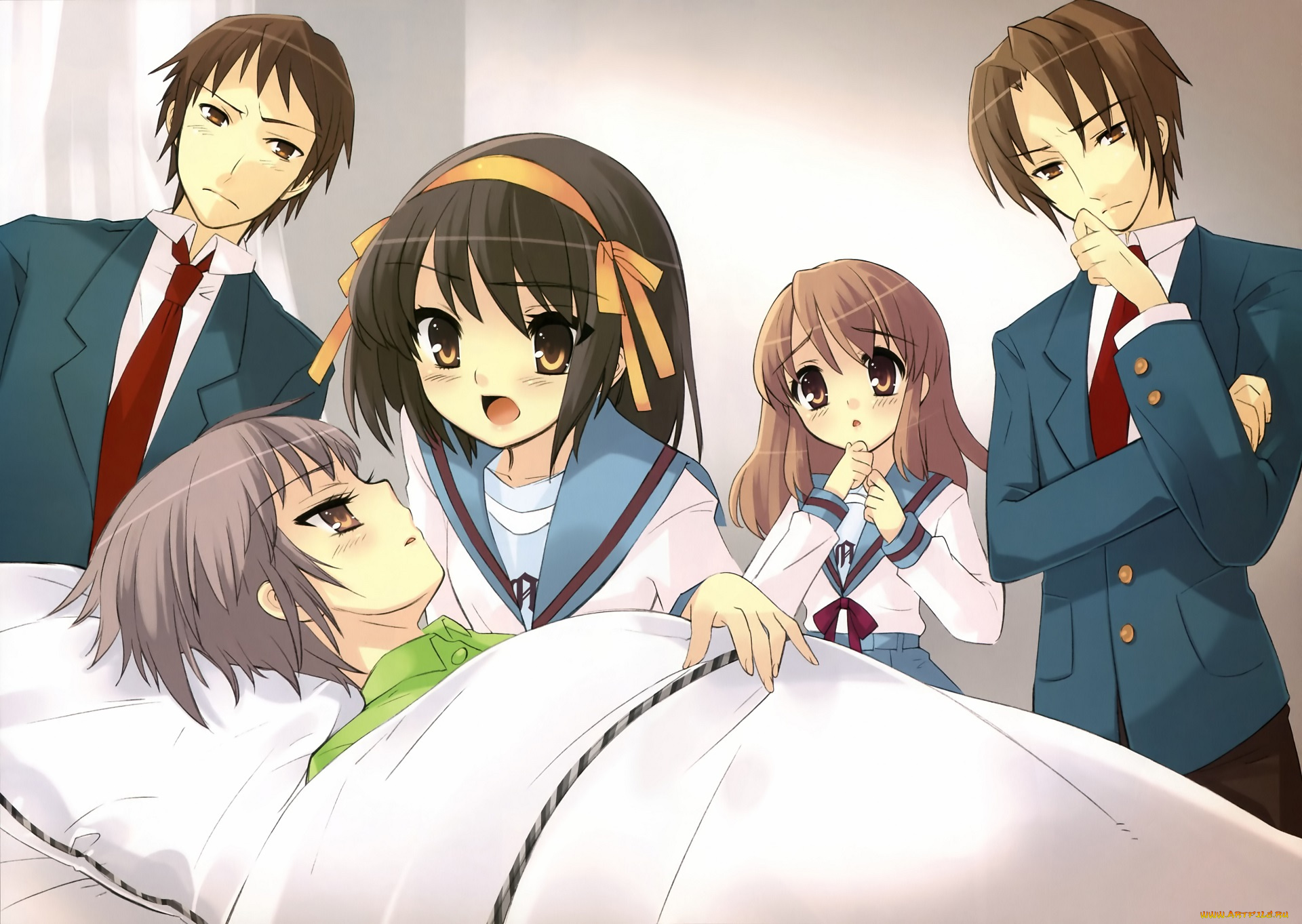 аниме, the, melancholy, of, haruhi, suzumiya, школьники
